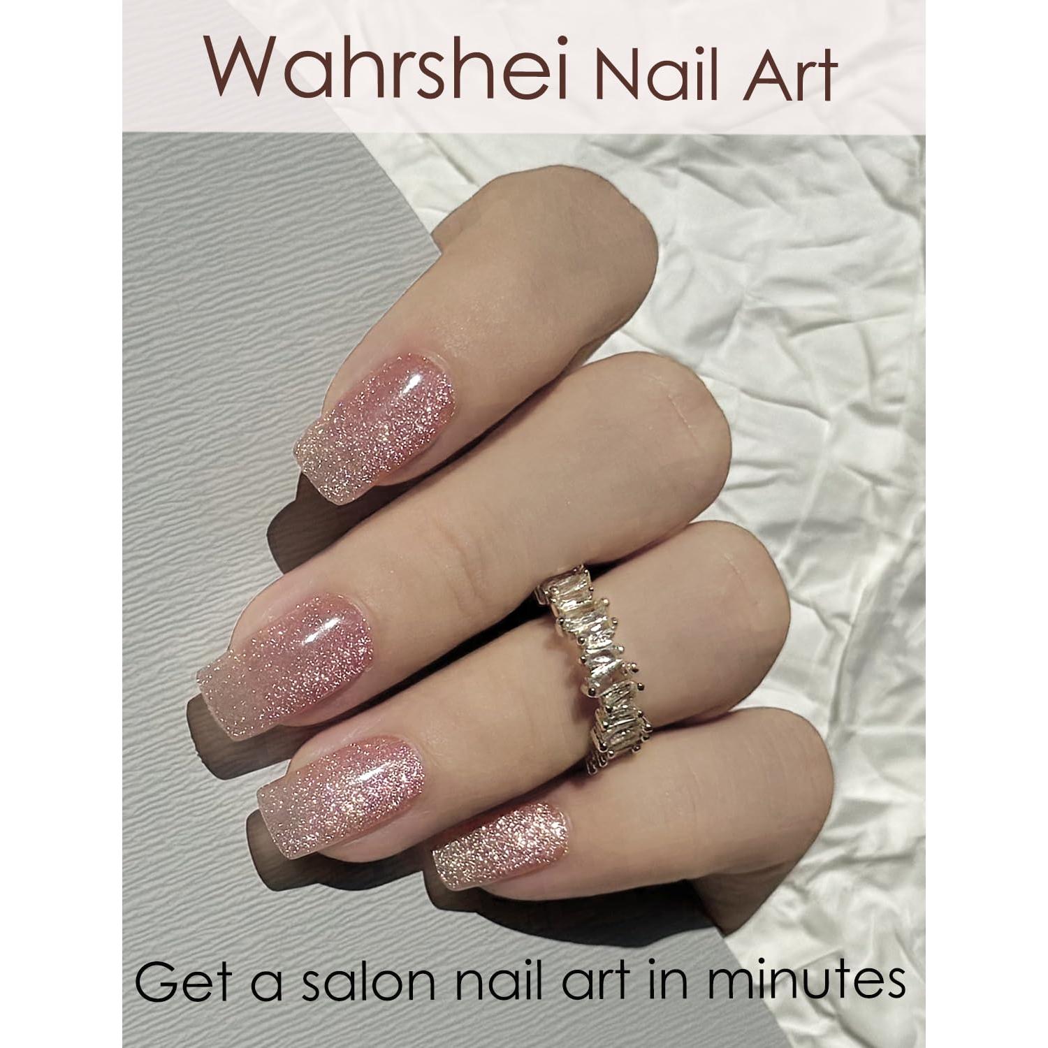 Tiras de Uñas de Gel Semi Curadas Wahrshei Ojo de Gato Nude 20pcs