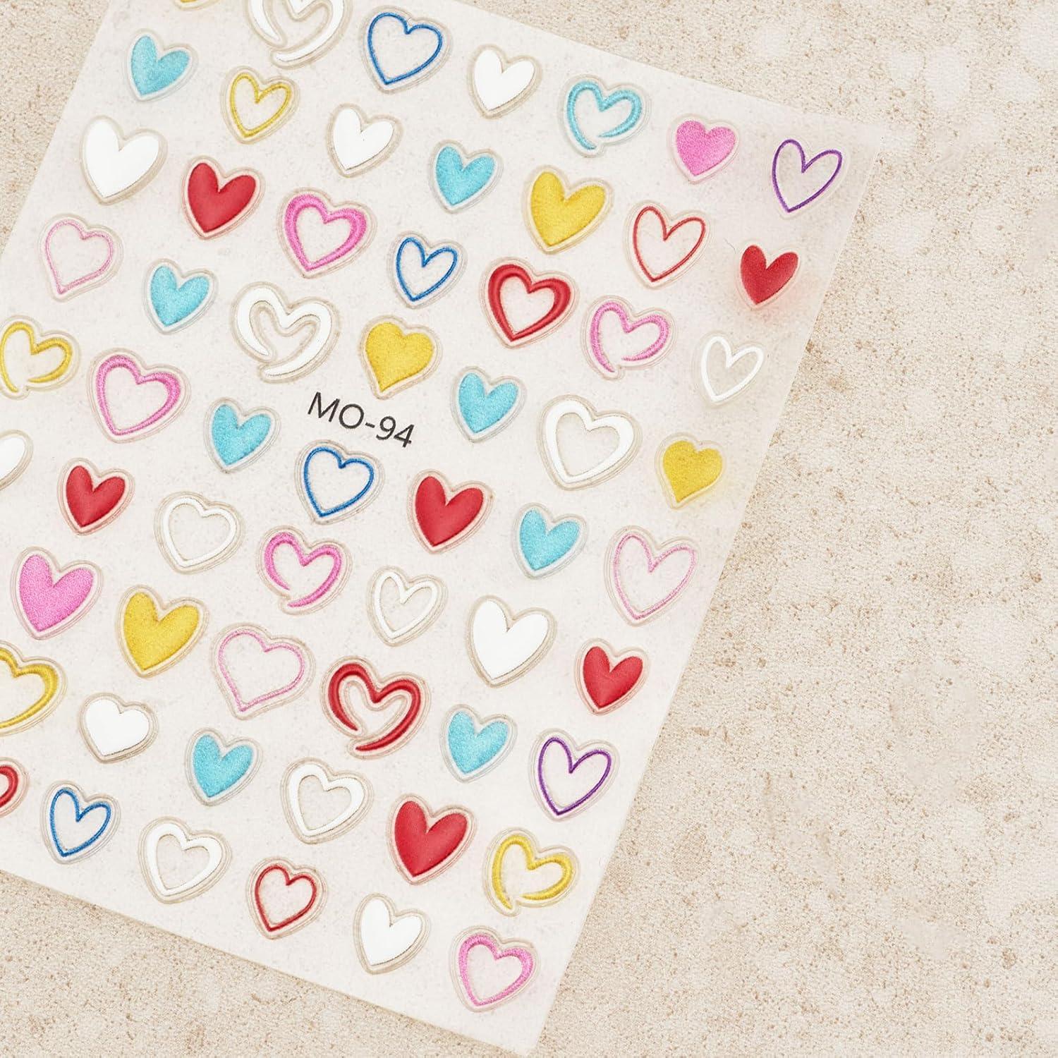 Nail Stickers 6 Sheets 5D Aurora Nail Art Stickers Decals Self-Adhesive Pegatinas Uñas Glitter Self-Adhesive Flower Star Heart Butterfly Nail Art Design Decoration Accessories for Woman Girls,Style7