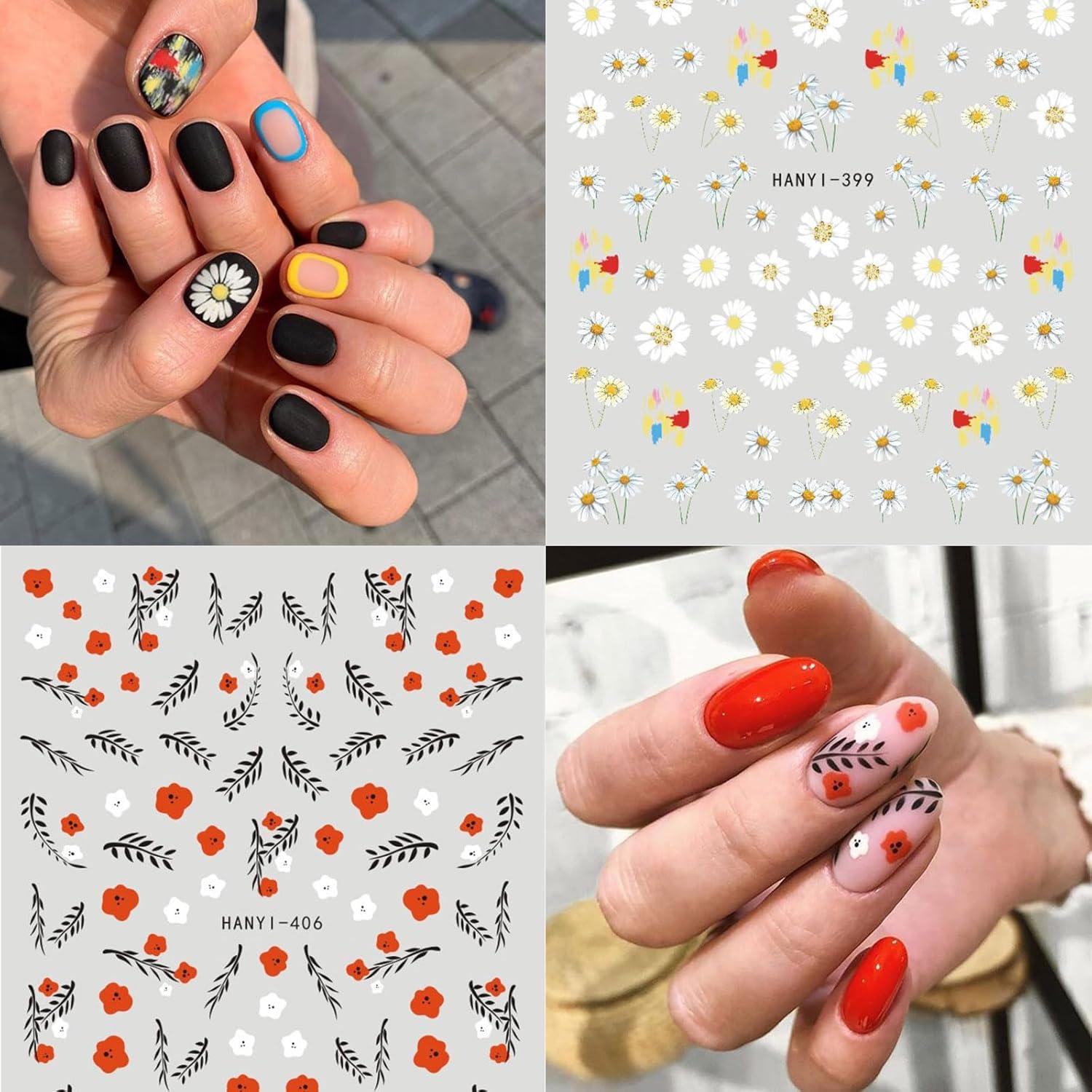 9 Hojas de Pegatinas de Uñas 3D Flores Baoximong