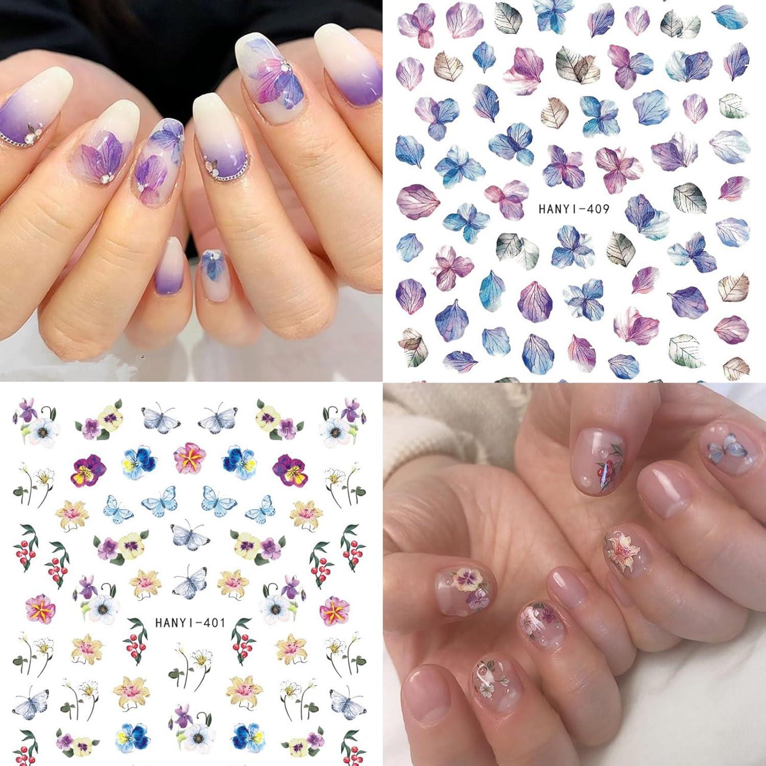 9 Hojas de Pegatinas de Uñas 3D Flores Baoximong