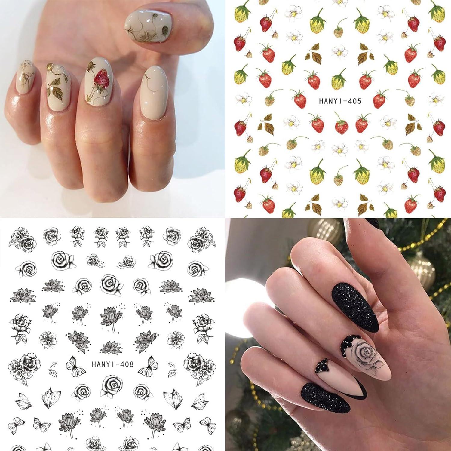 9 Hojas de Pegatinas de Uñas 3D Flores Baoximong