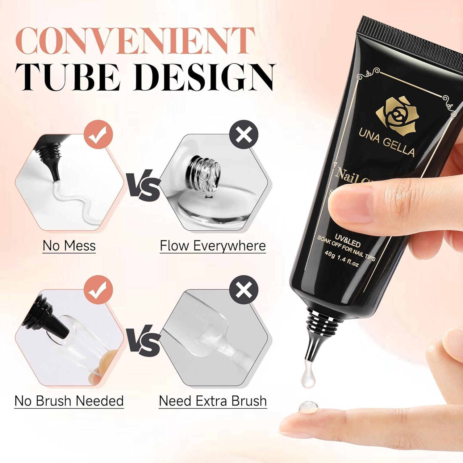 Gel Adhesivo para Uñas UNA GELLA 40ml Tips de Gel Sólido