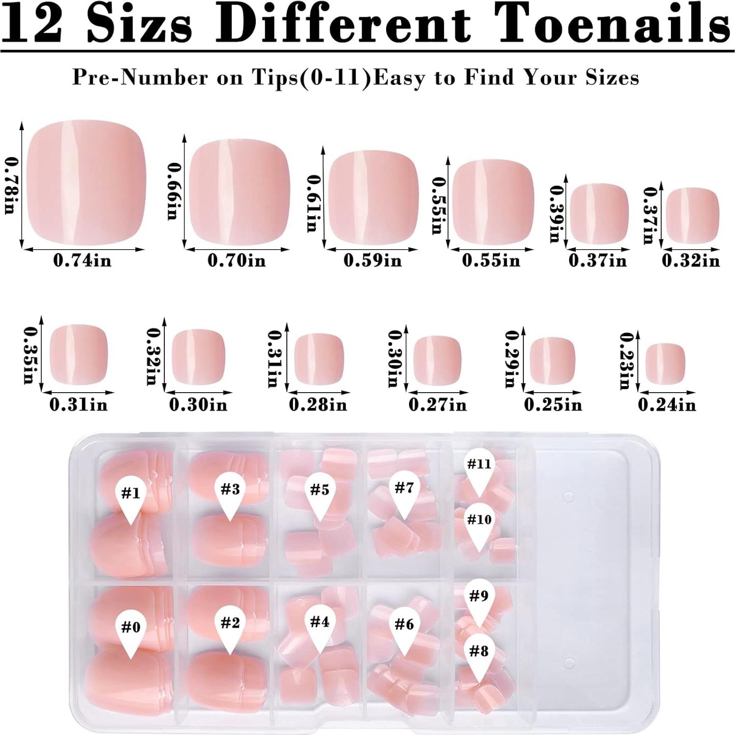 Uñas Postizas para Dedos de los Pies Bellelfin 120pcs Cortas