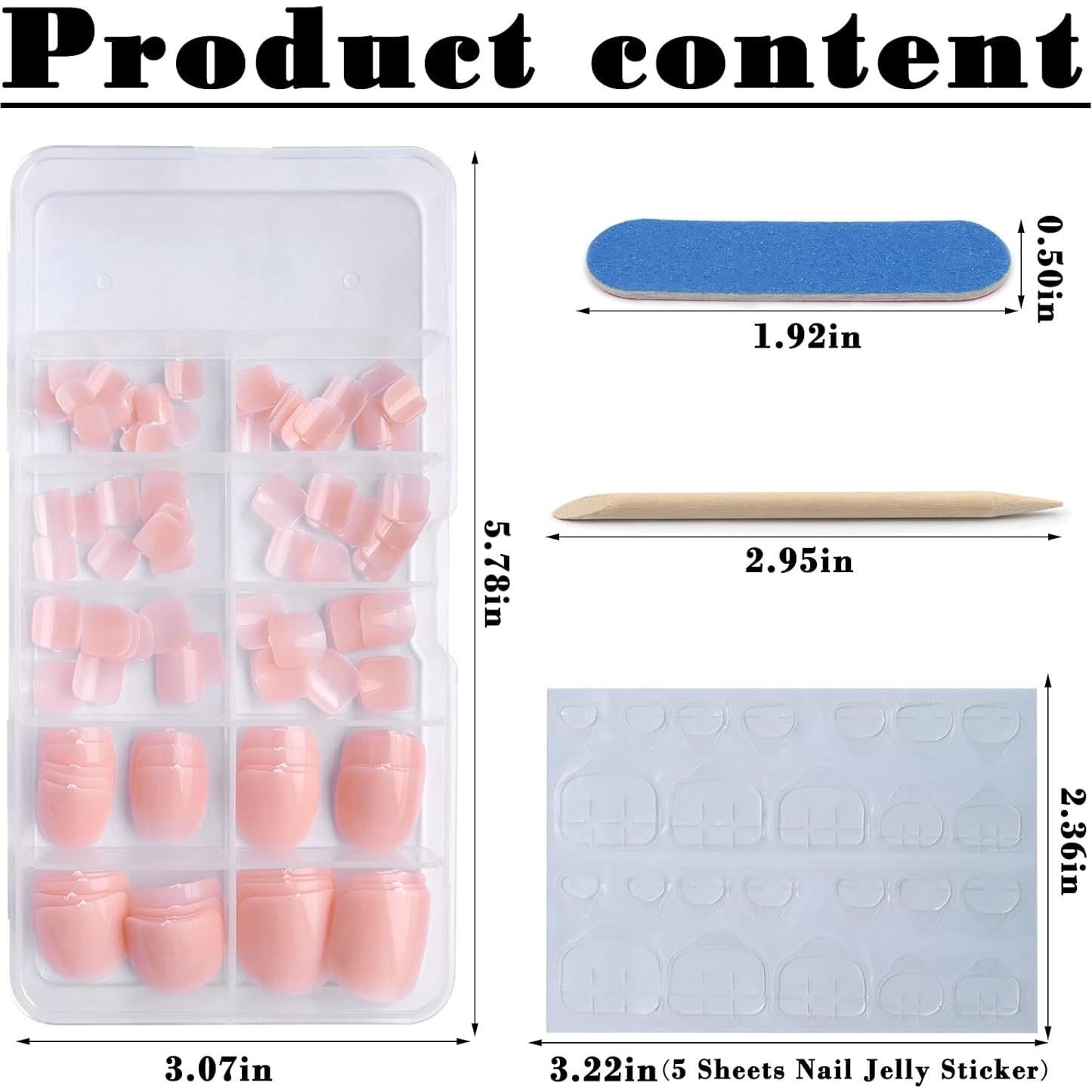 Uñas Postizas para Dedos de los Pies Bellelfin 120pcs Cortas