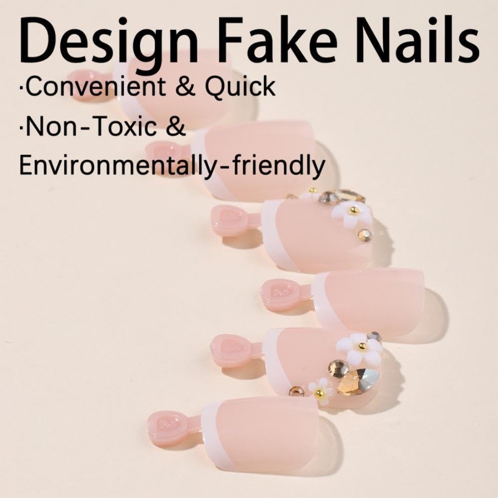 Uñas Falsas de Pies Punta Francesa Blanca NBNTGH 24 Pcs