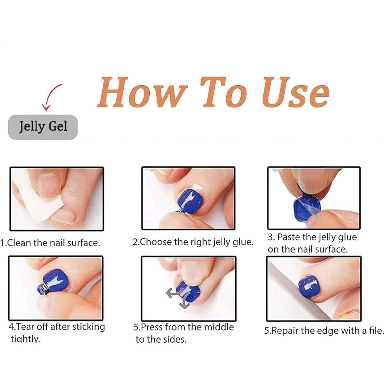 Uñas Falsas de Pies Punta Francesa Blanca NBNTGH 24 Pcs