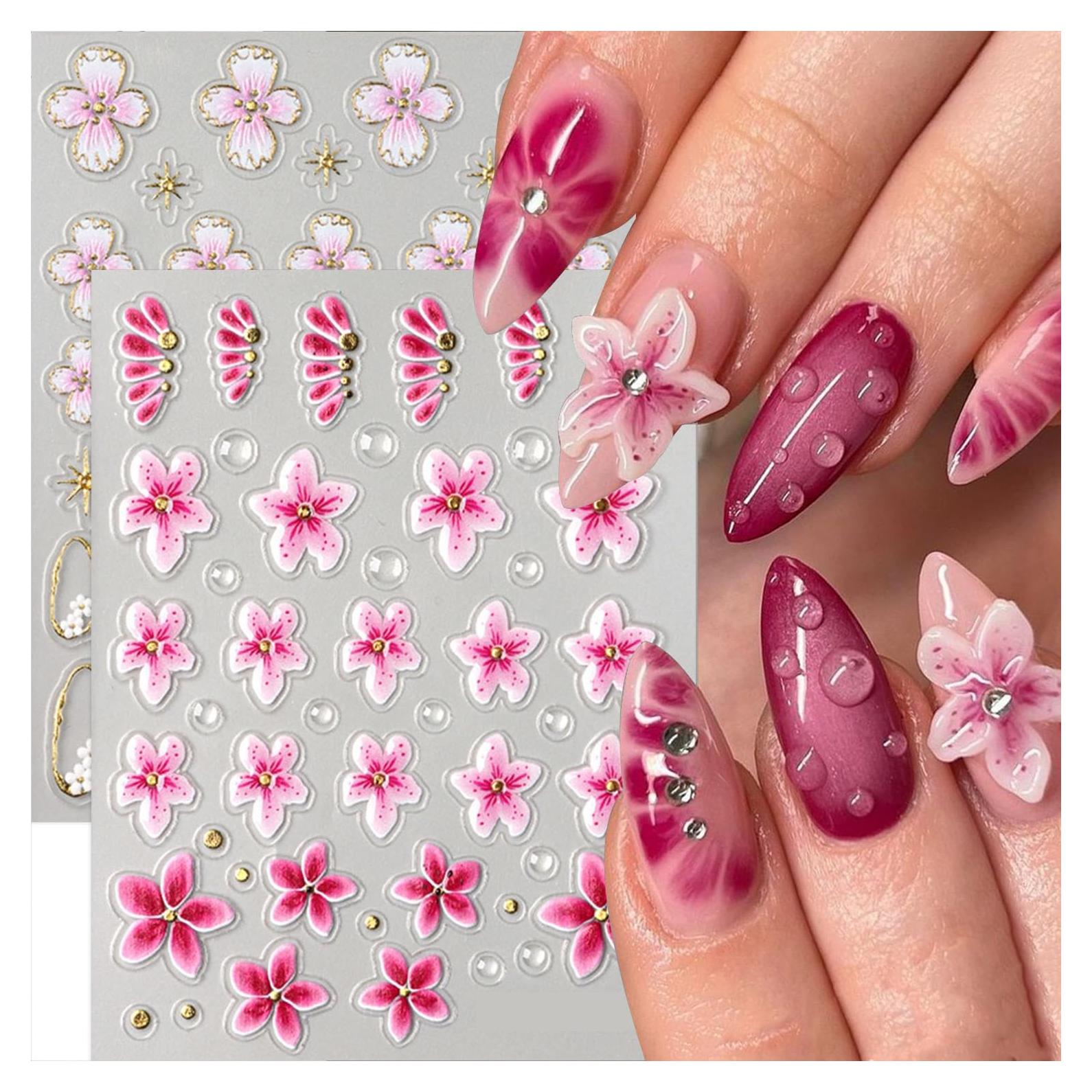 Calcomanías de Uñas TANYOOTO 5D Flores Multicolor 4PCS