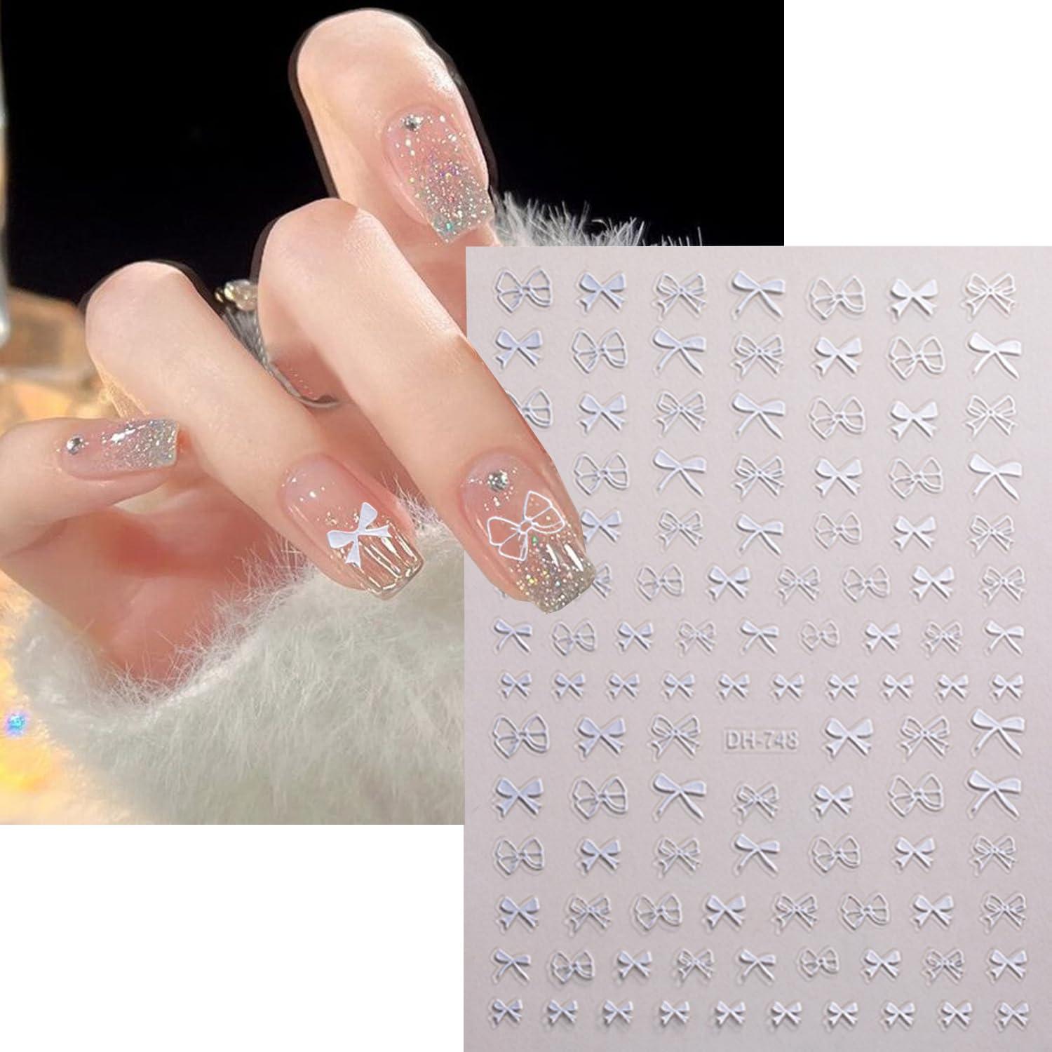 Calcomanías de Uñas Autoadhesivas 3D BSBTBZ - 4 Hojas Lazos