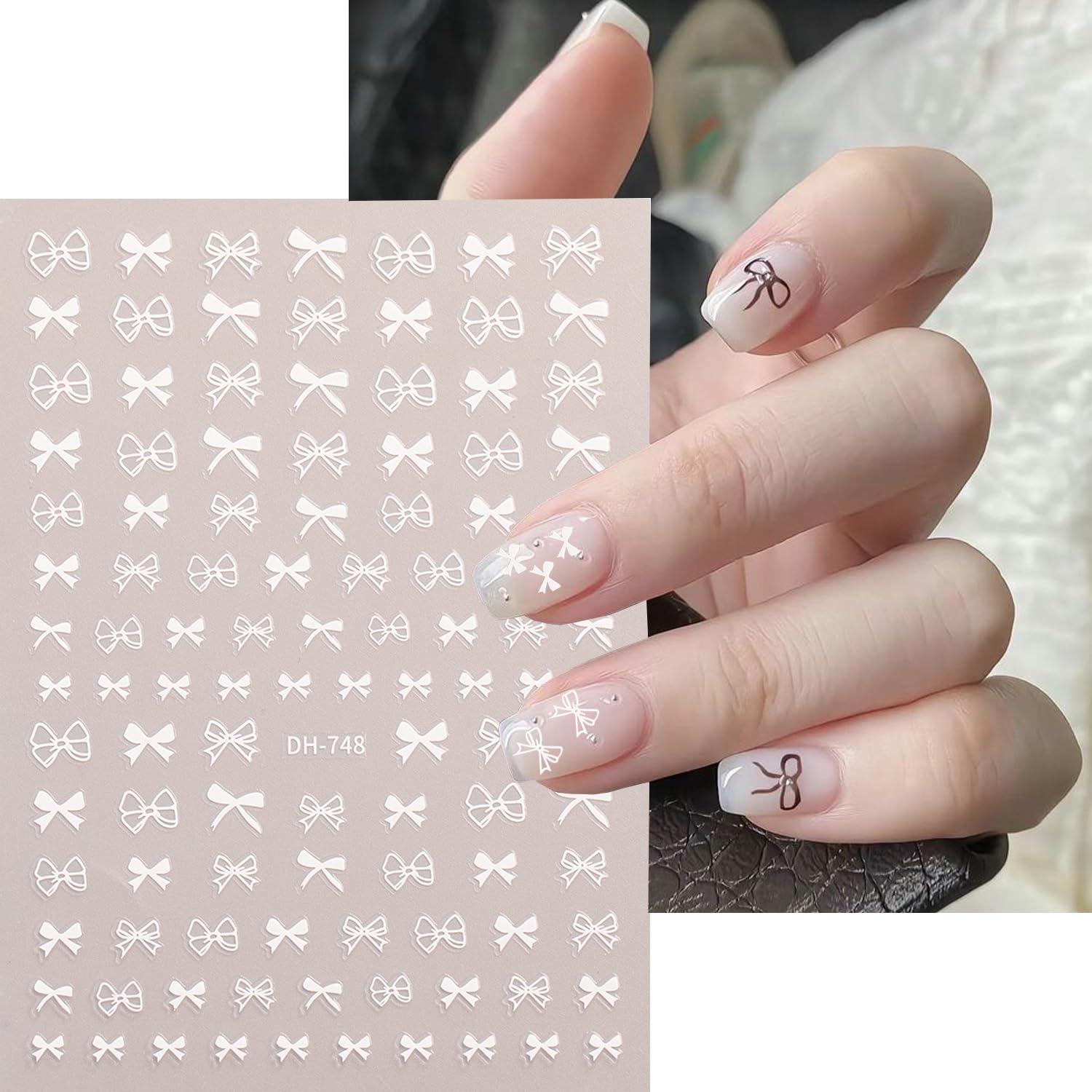 Calcomanías de Uñas Autoadhesivas 3D BSBTBZ - 4 Hojas Lazos