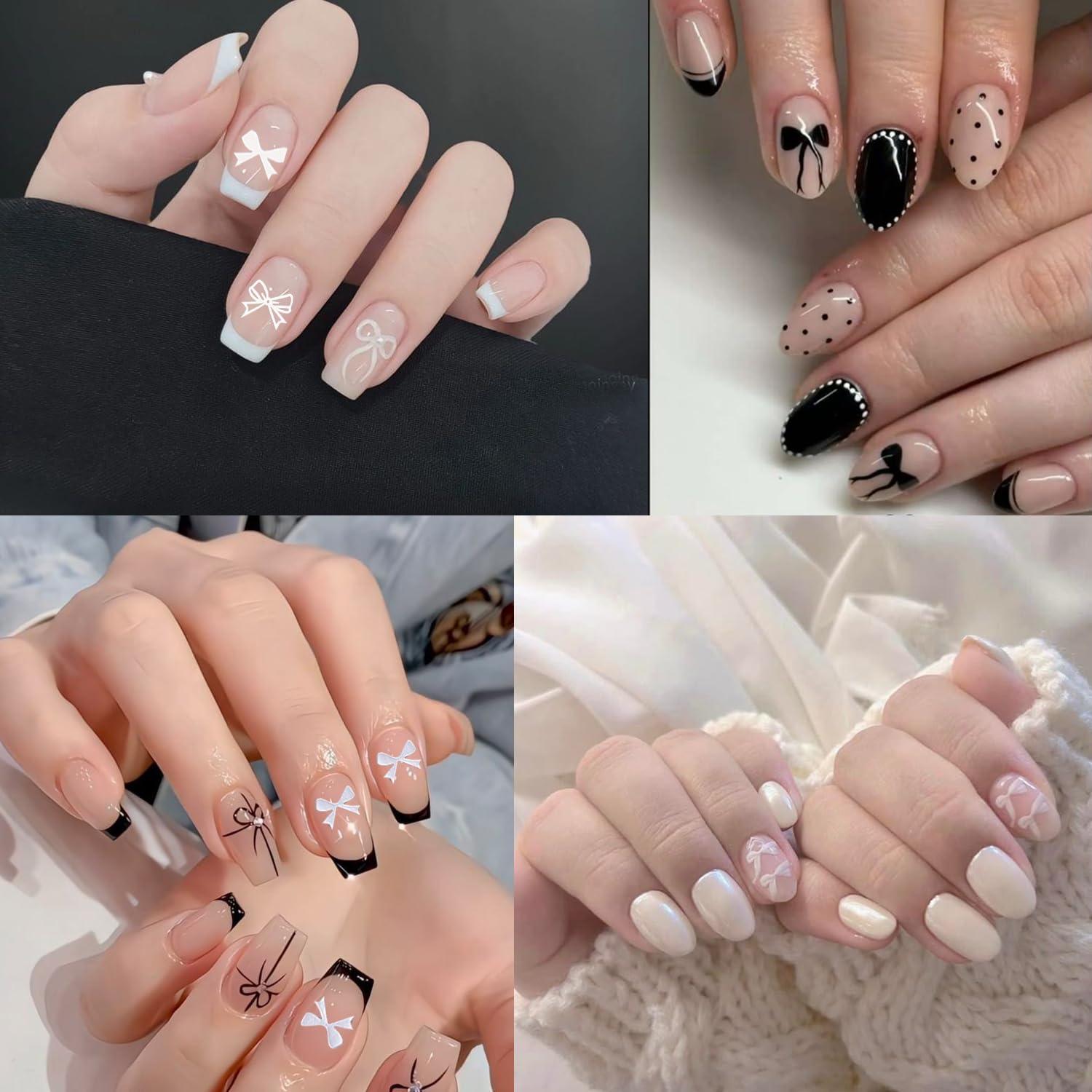 Calcomanías de Uñas Autoadhesivas 3D BSBTBZ - 4 Hojas Lazos