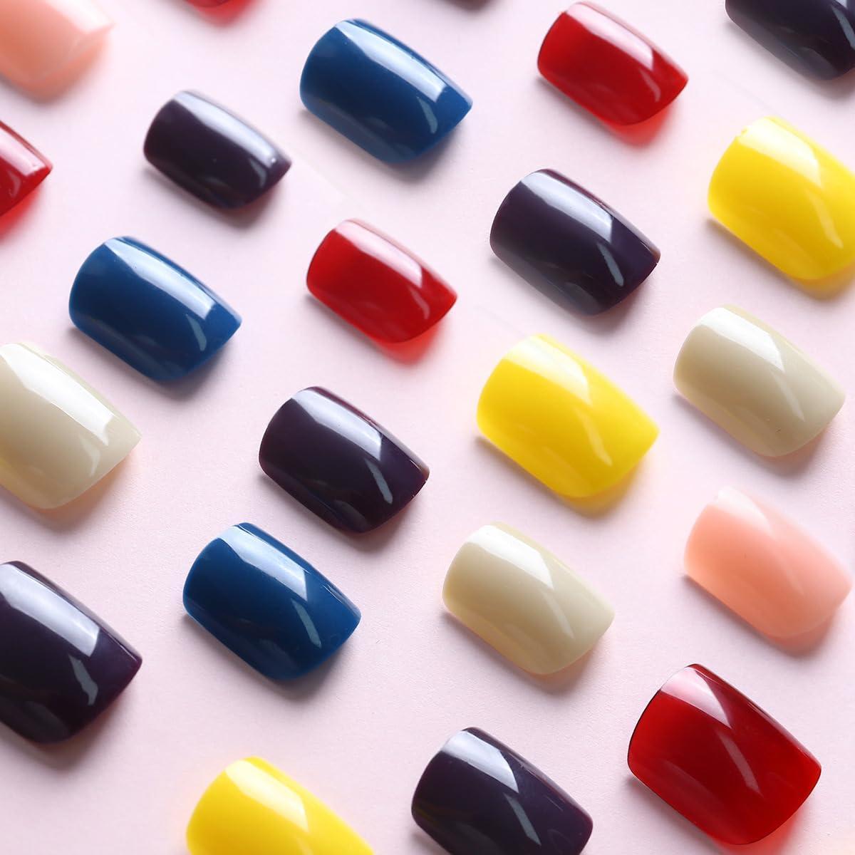 144 Uñas Postizas Cortas Cuadradas CTTHNBD - 6 Colores