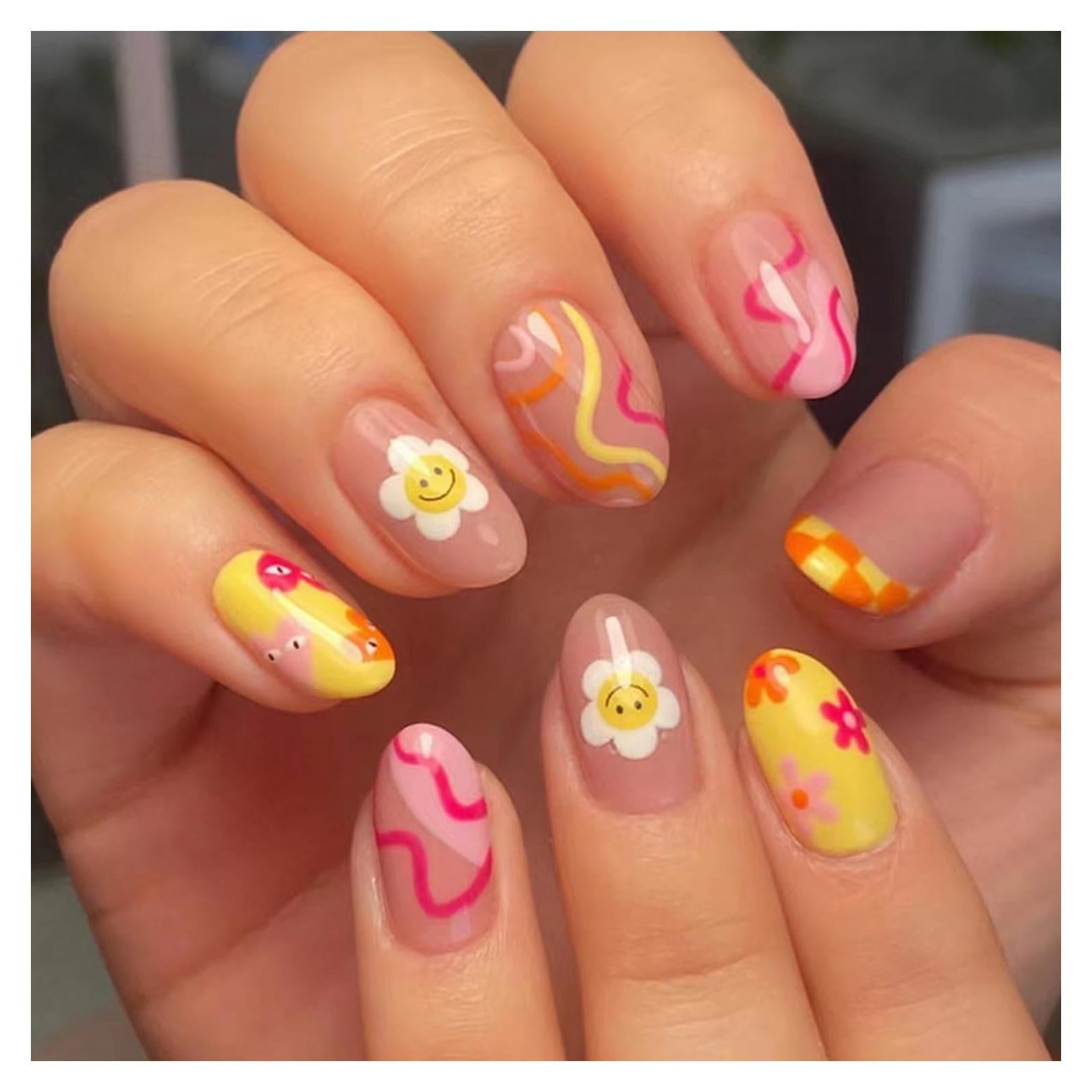 Uñas Postizas Acrílicas GritoSe 24pcs Amarillas Nude