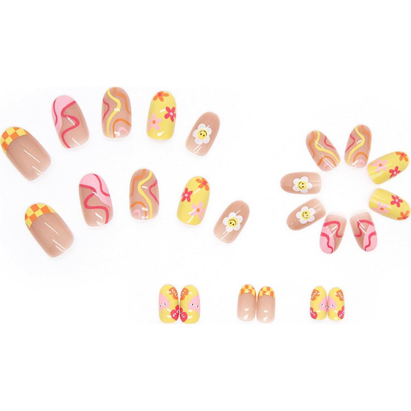 Uñas Postizas Acrílicas GritoSe 24pcs Amarillas Nude