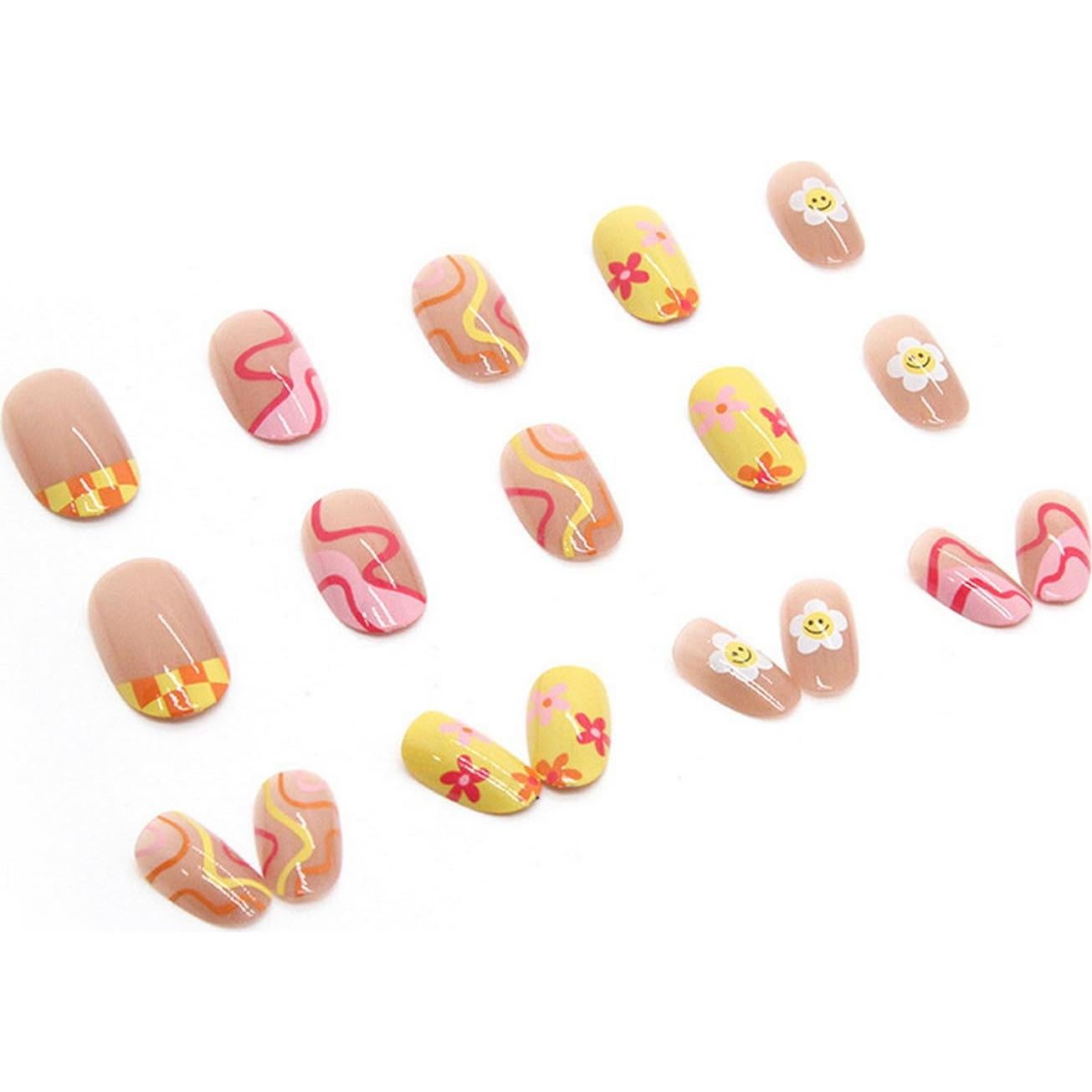 Uñas Postizas Acrílicas GritoSe 24pcs Amarillas Nude