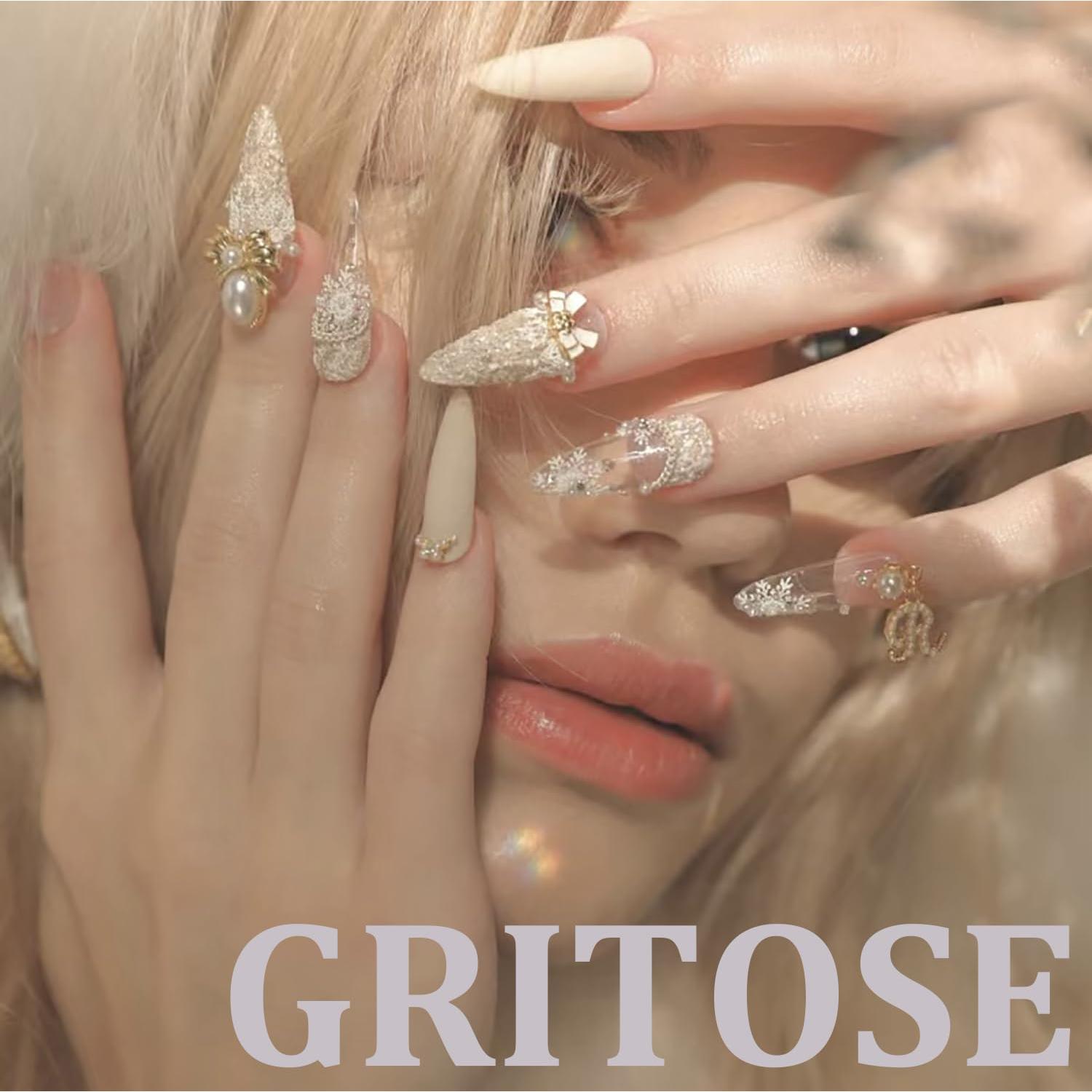 Uñas Postizas Acrílicas GritoSe 24pcs Amarillas Nude