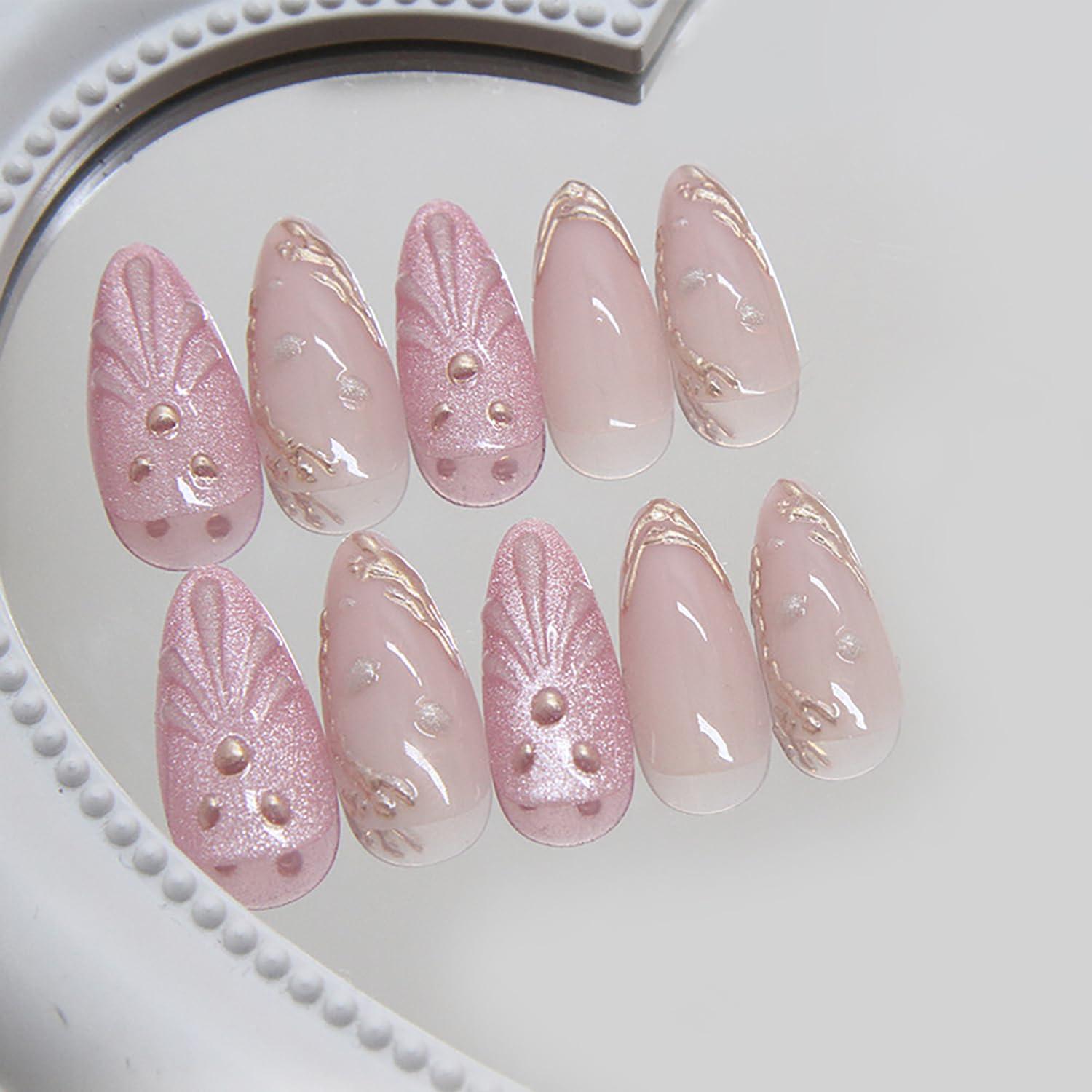 Uñas Postizas Almendra Brillantes Mtruil - 24 Pcs
