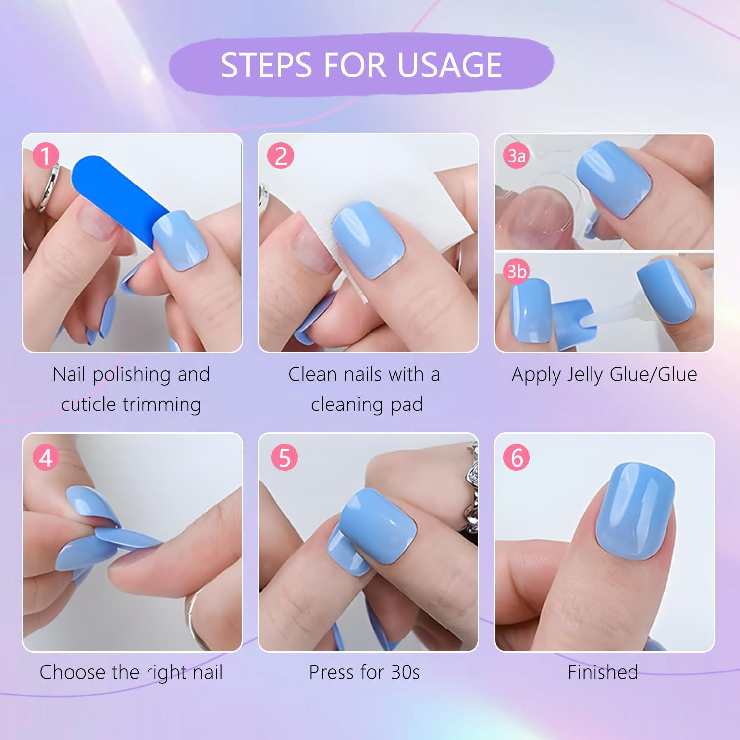 Uñas Postizas Almendra Brillantes Mtruil - 24 Pcs