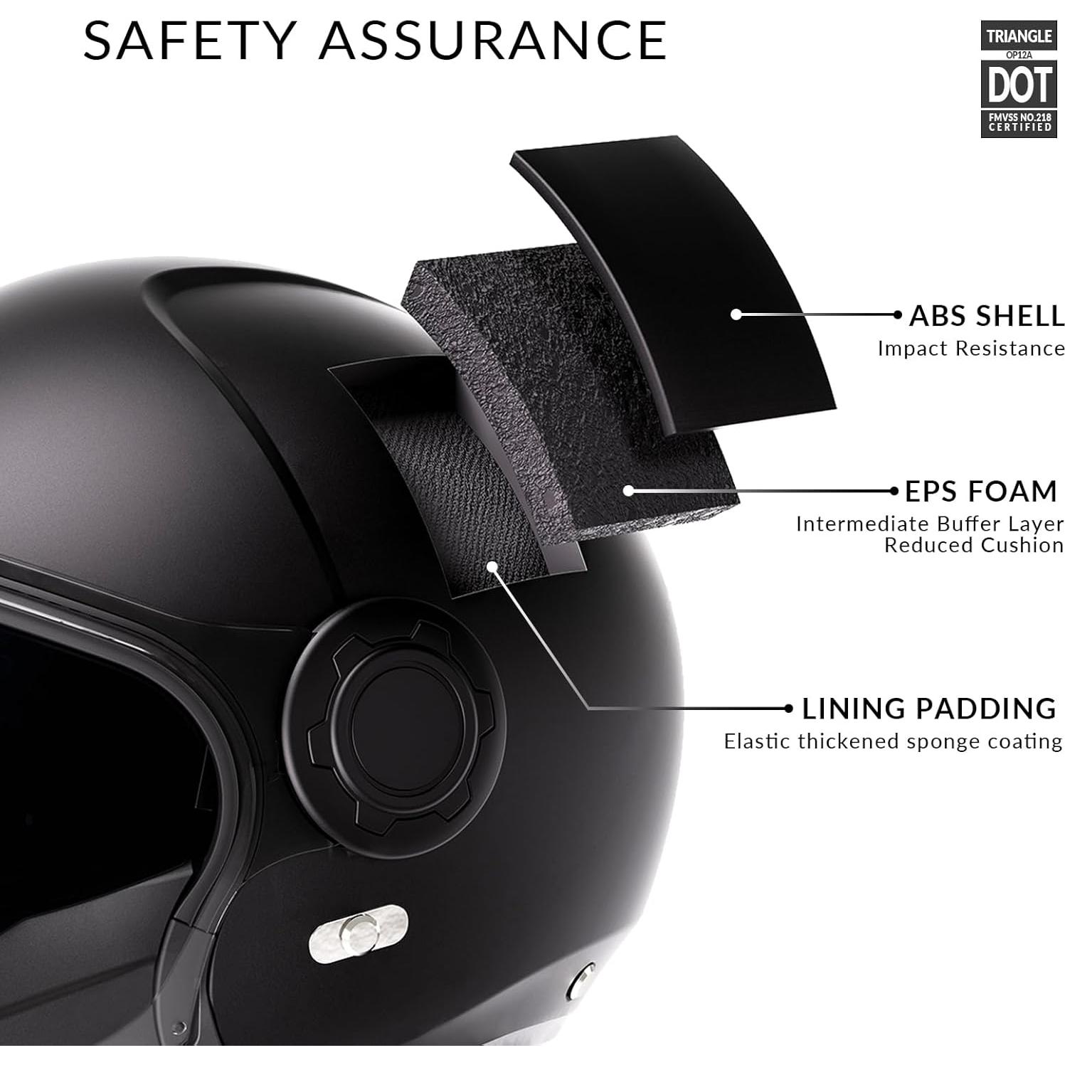 Casco de Motocicleta TRIANGLE OP12A Doble Visor Negro S