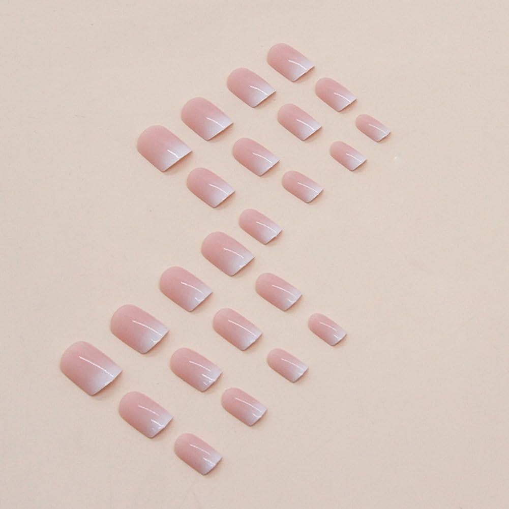 Uñas Postizas Cortas Ombre Rosa Yivaiks 24 Pcs Acrílicas