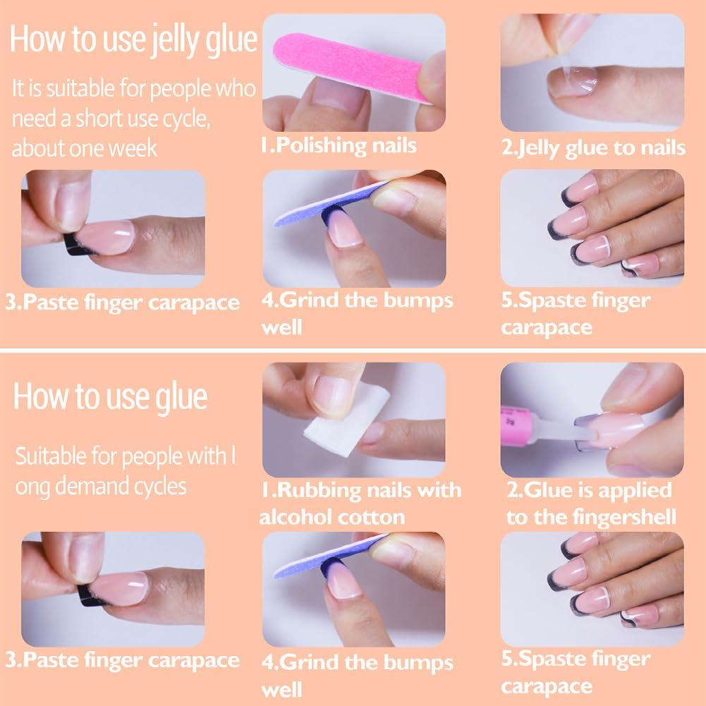 Uñas Postizas Cortas Ombre Rosa Yivaiks 24 Pcs Acrílicas