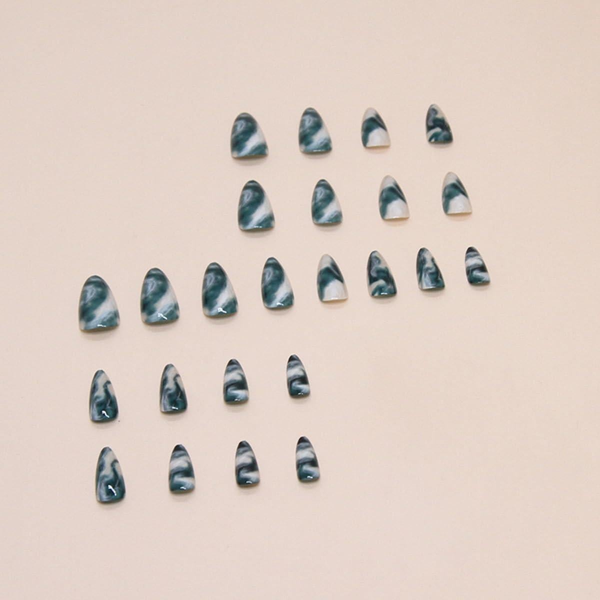 Uñas Postizas de Almendra Ombre Verde CTTHNBD 24 Pcs