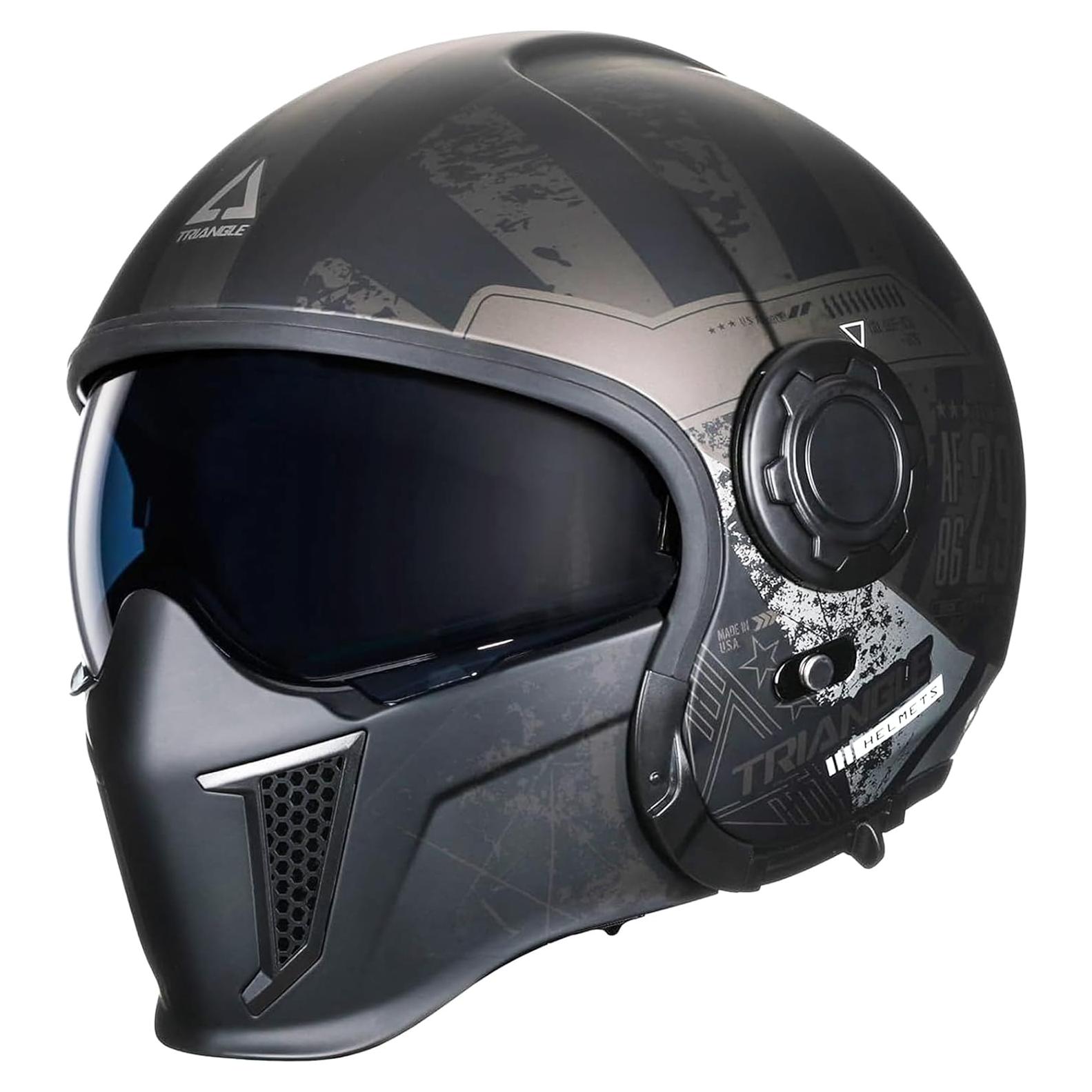 Casco de Motocicleta TRIANGLE OP12A Doble Visor Amarillo