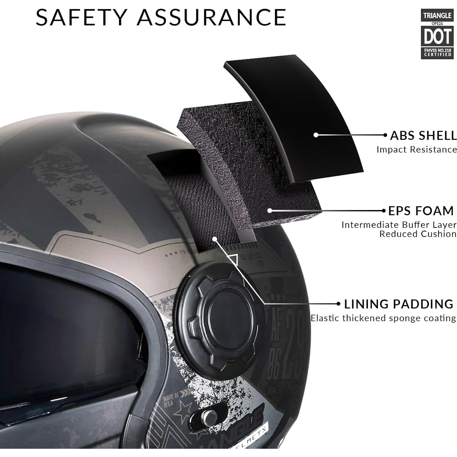 Casco de Motocicleta TRIANGLE OP12A Doble Visor Amarillo