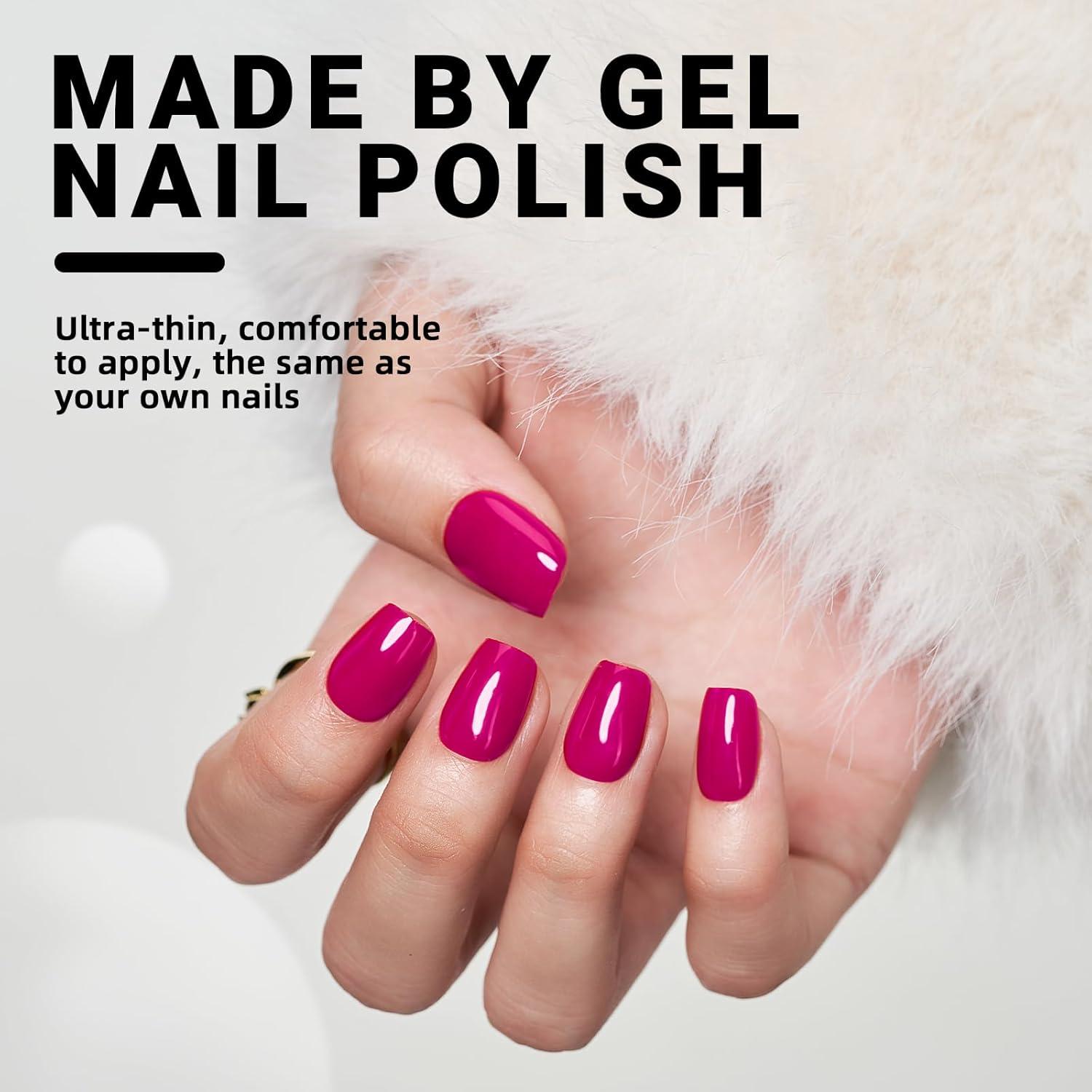 Uñas Postizas Cortas Rosadas Wooyas - 24 Piezas Reutilizables