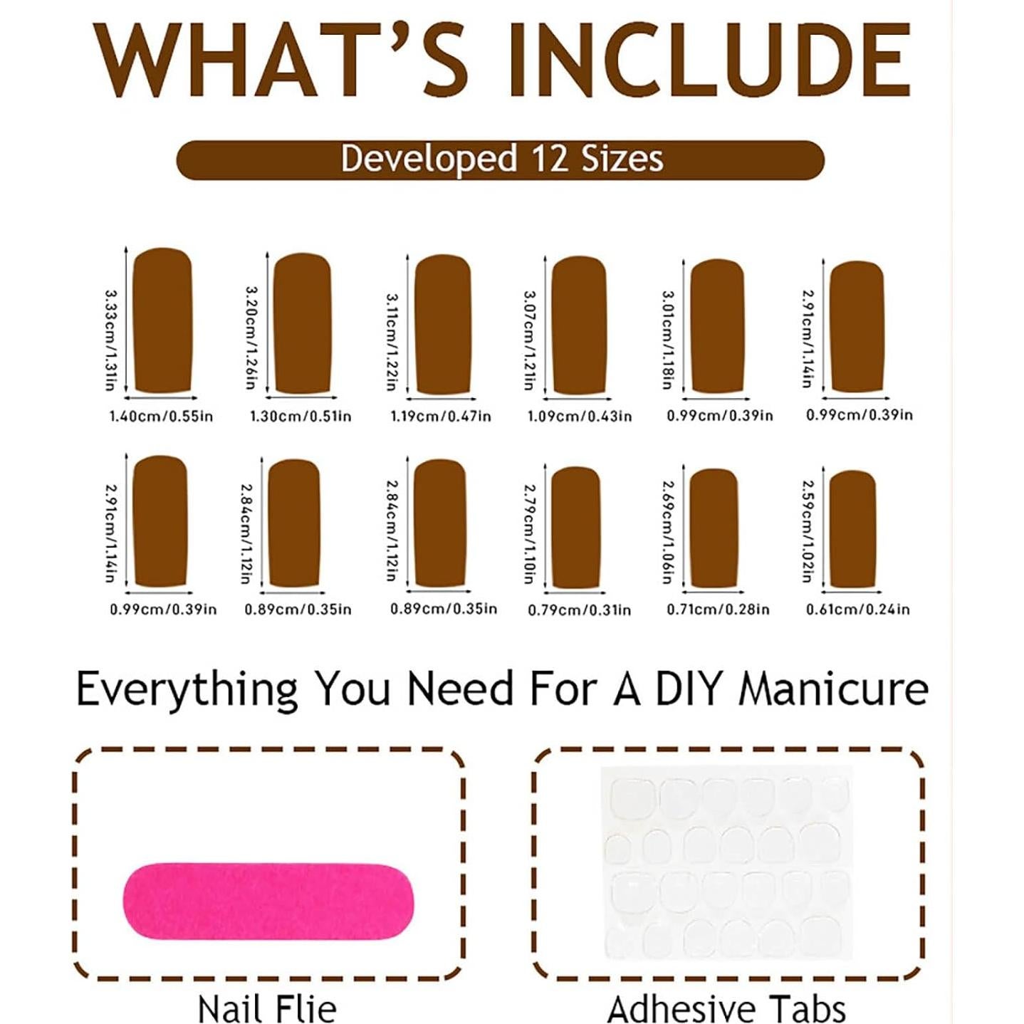 Uñas Postizas Largas RUOKEXIN 24Pcs Brillantes Punta Francesa