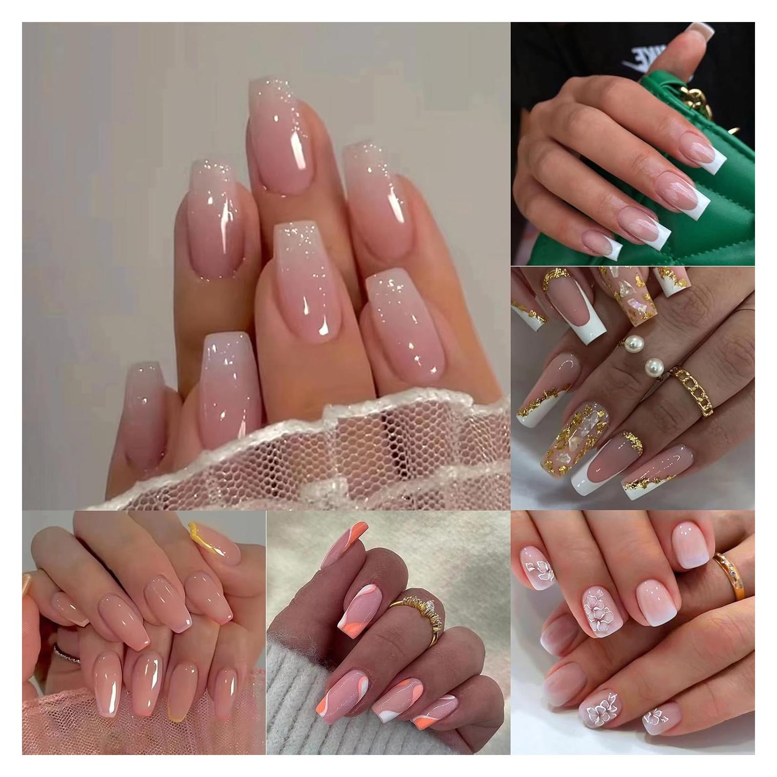 6 Paquetes Uñas Postizas Medianas TOGZOM Ombre y Francesa