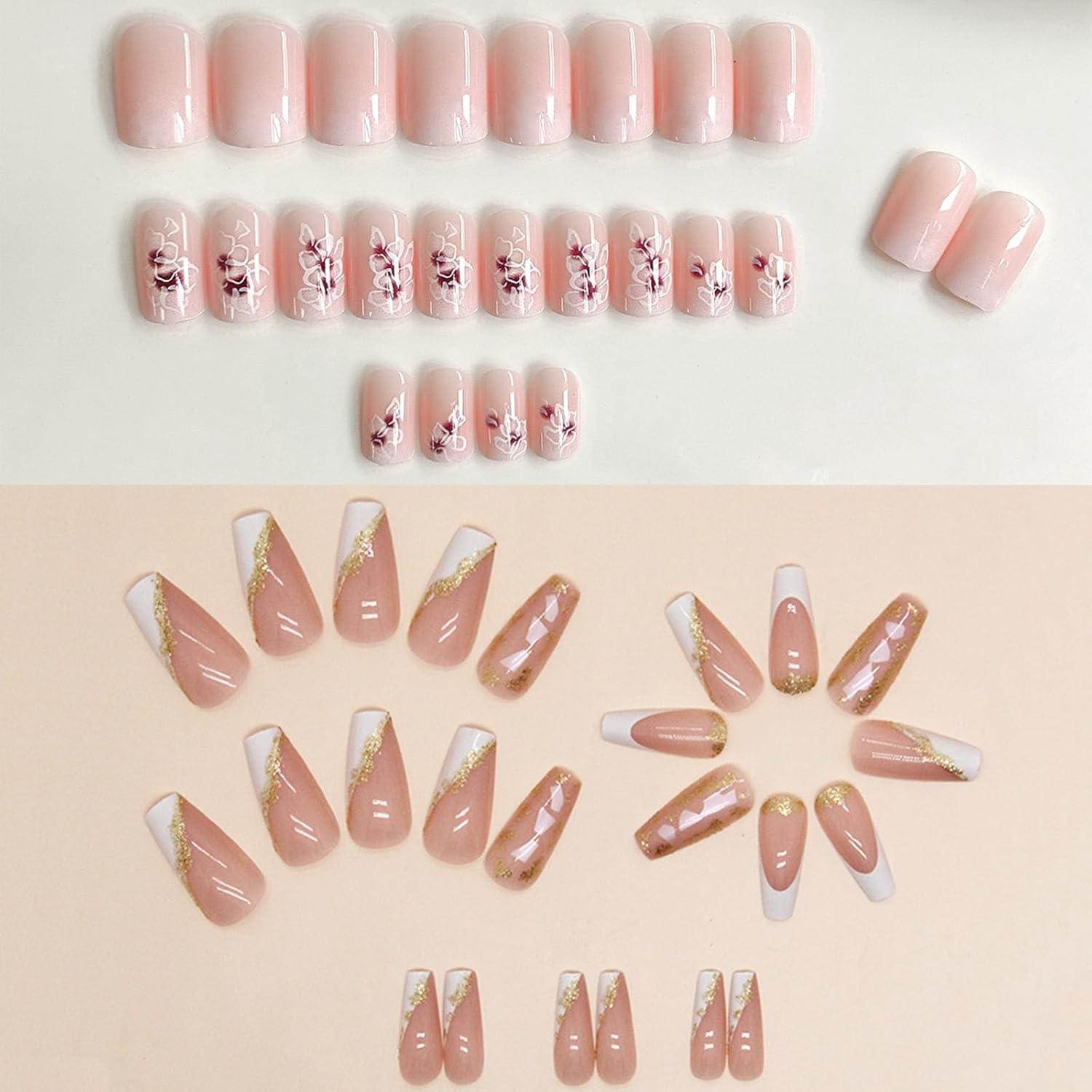 6 Paquetes Uñas Postizas Medianas TOGZOM Ombre y Francesa