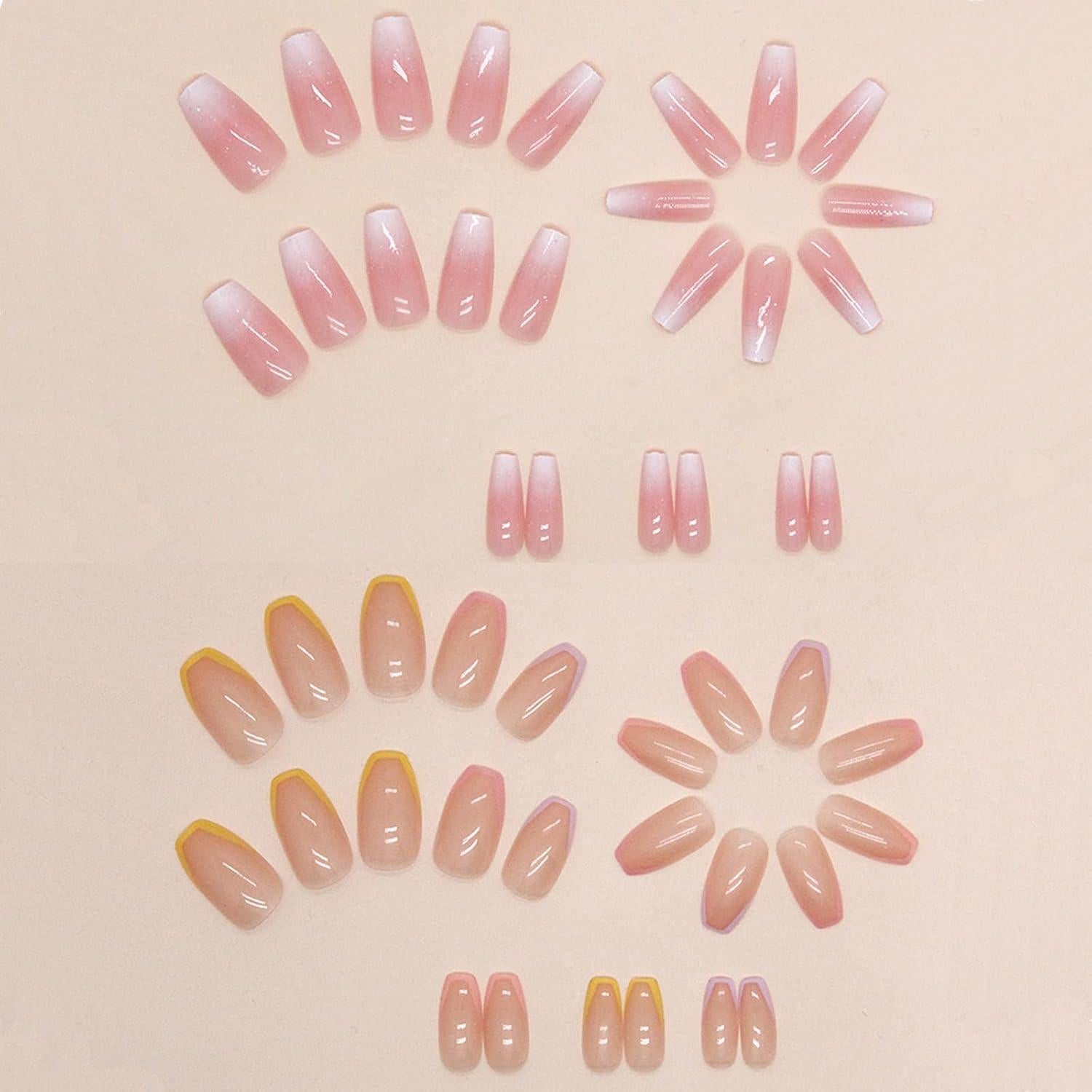 6 Paquetes Uñas Postizas Medianas TOGZOM Ombre y Francesa