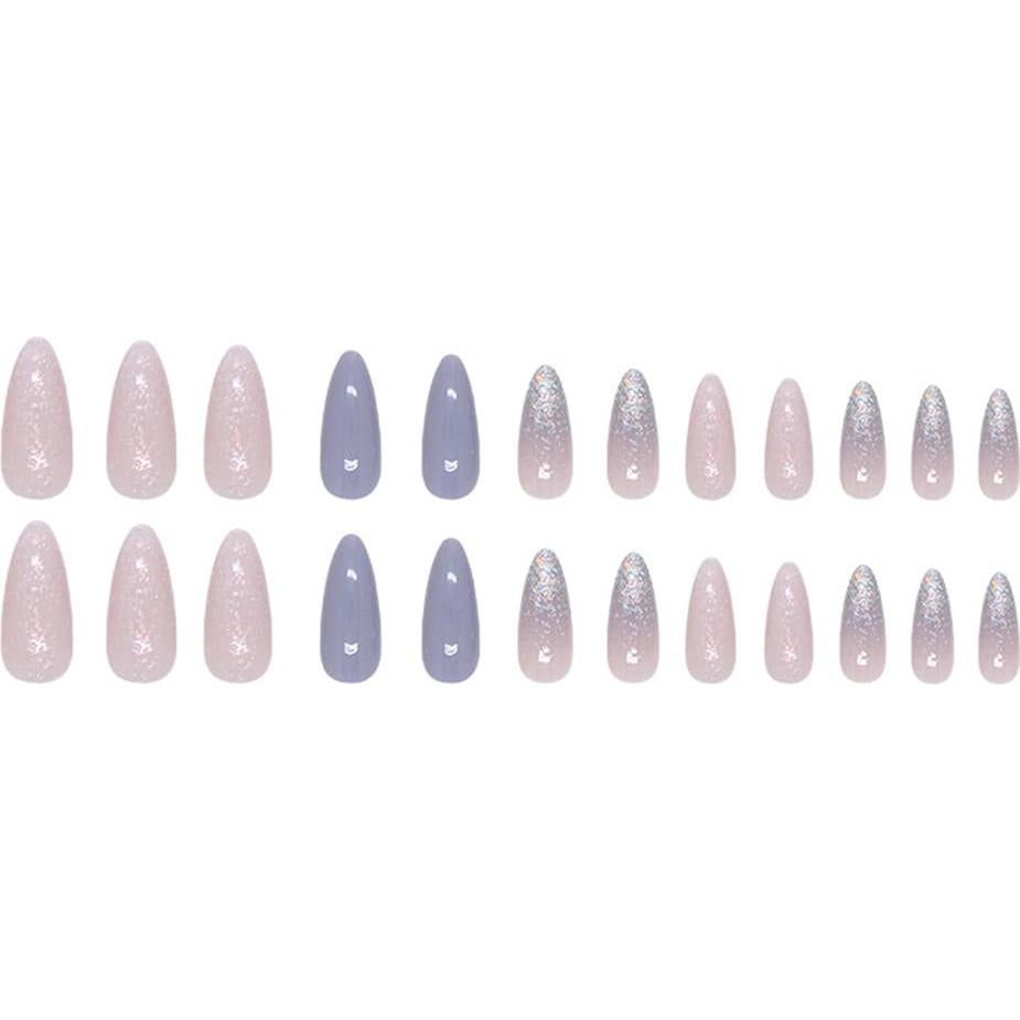 Uñas Postizas Acrílicas Hrnsnails Almendra Brillantes 24 Piezas