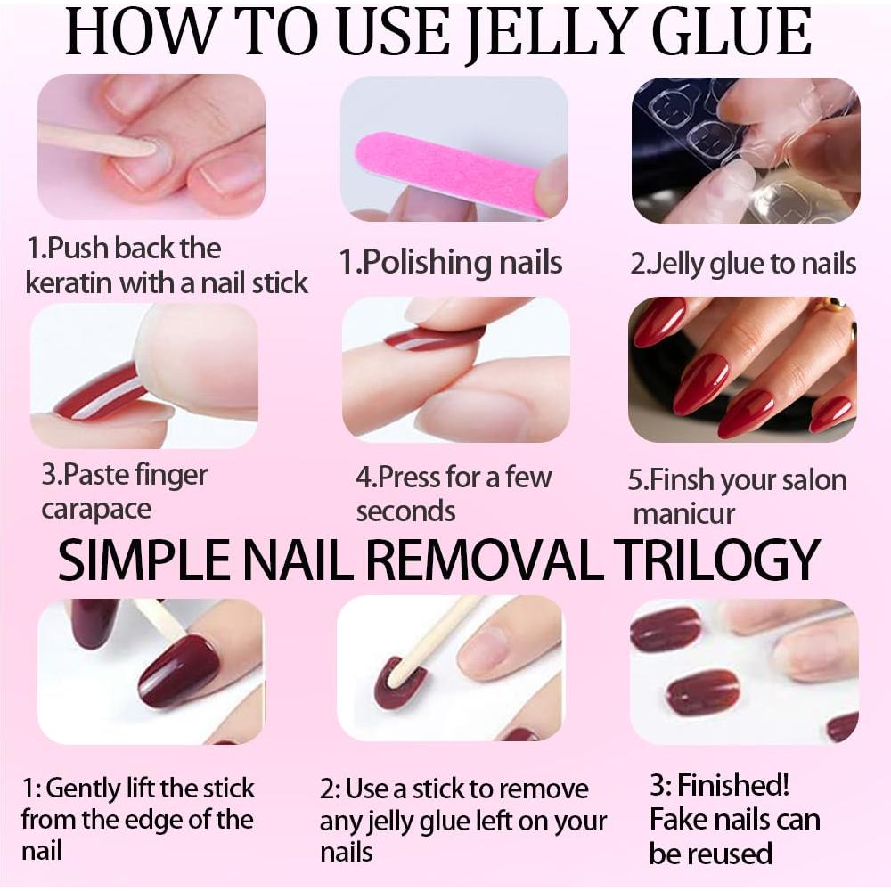 Uñas Postizas Acrílicas Hrnsnails Almendra Brillantes 24 Piezas