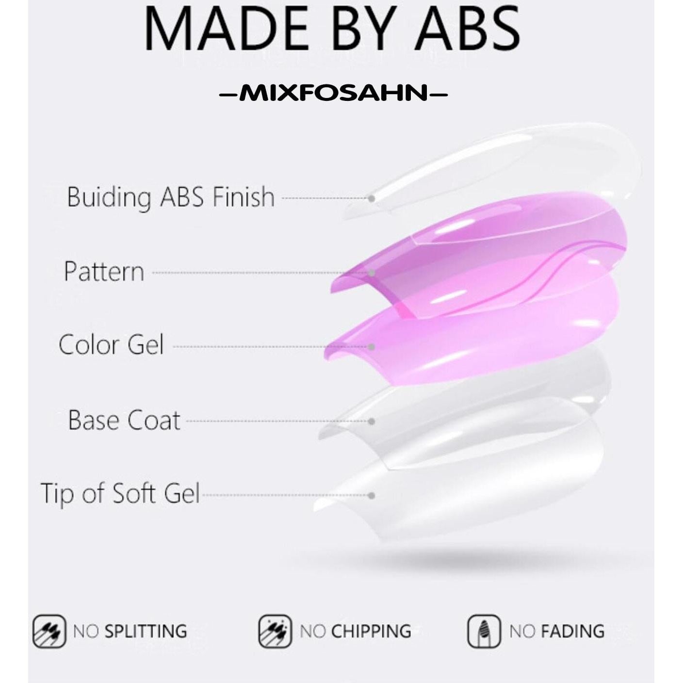 Uñas Postizas Negras Cuadradas Artísticas MIXFOSAHN 24 Pcs