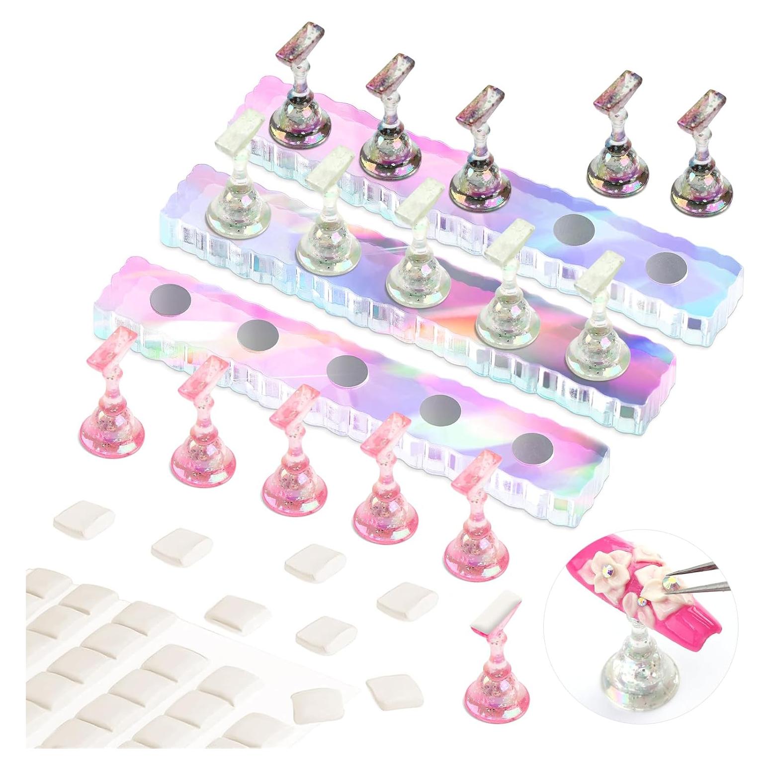 Soporte de Uñas Saviland Magnético 3 Pcs Rosa para Uñas Postizas