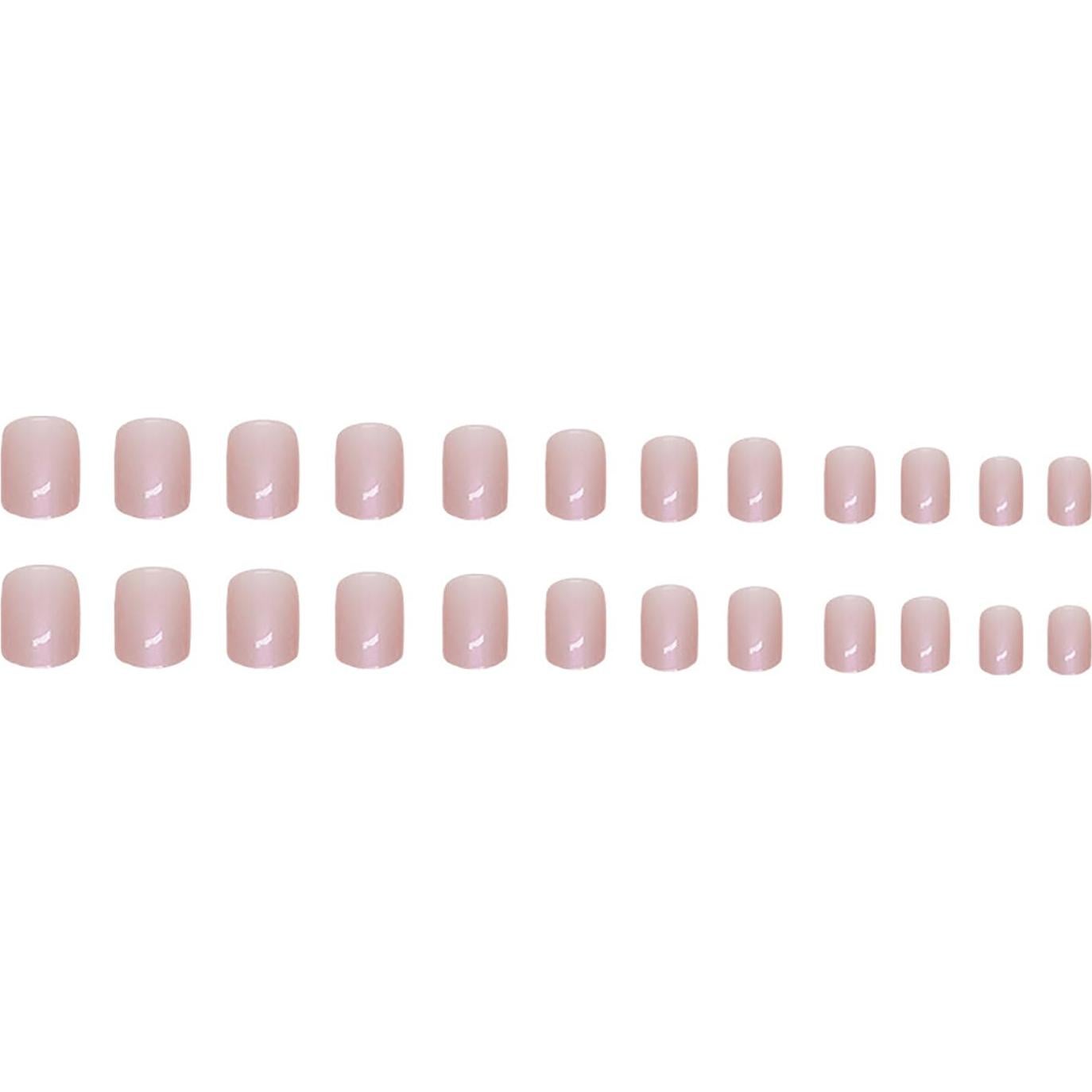 24 Uñas Postizas Cortas Cuadradas RIIICFDD Rosa Nude