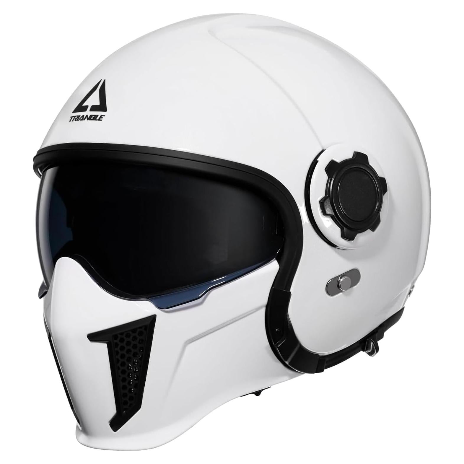 Casco de Motocicleta TRIANGLE OP12A Doble Visera Blanco S