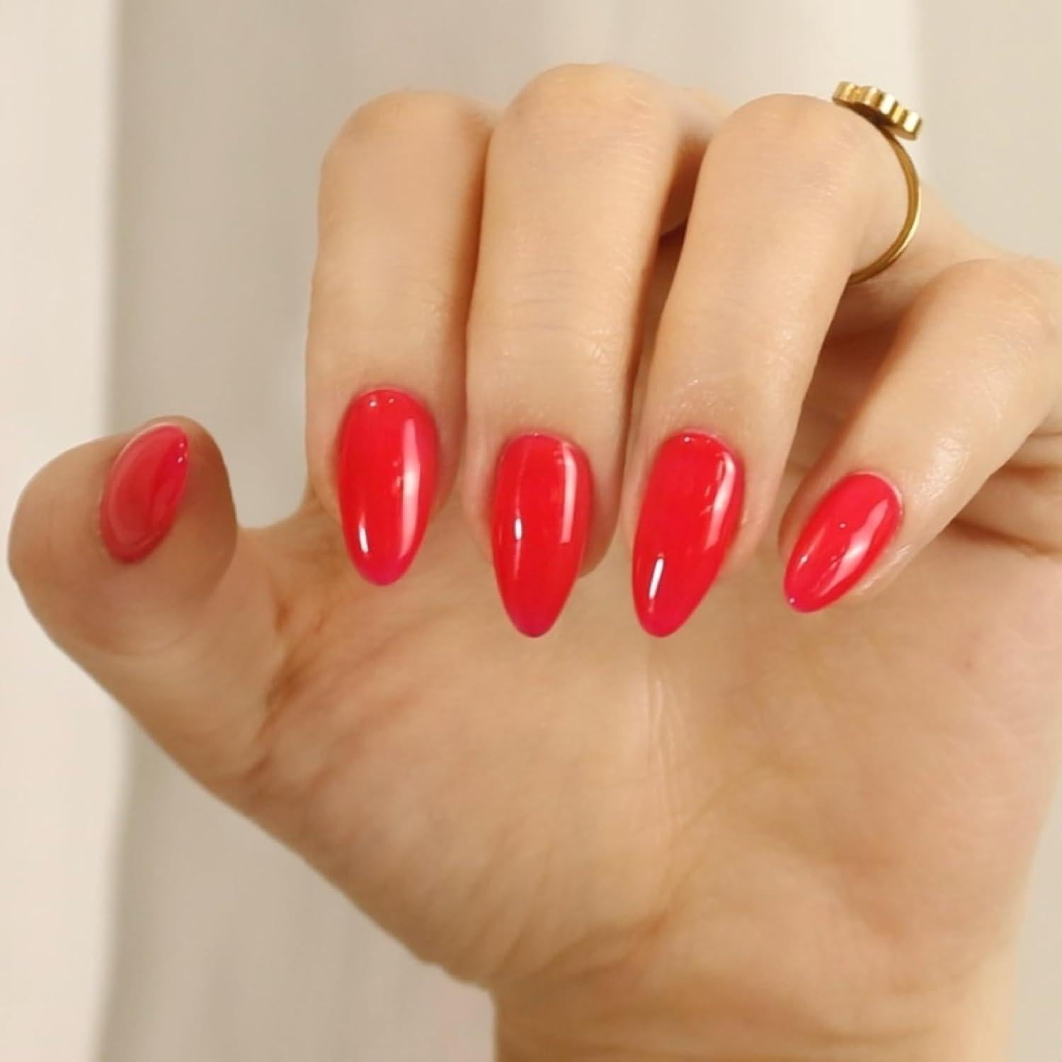 Uñas Postizas Hechas a Mano SUNRUBY 30 Piezas Rojas Neón