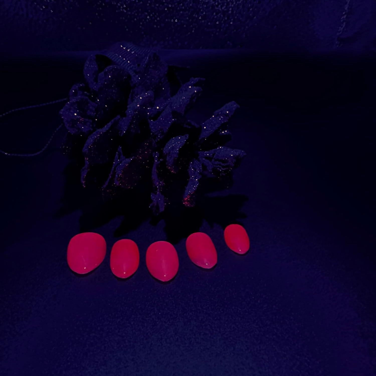 Uñas Postizas Hechas a Mano SUNRUBY 30 Piezas Rojas Neón