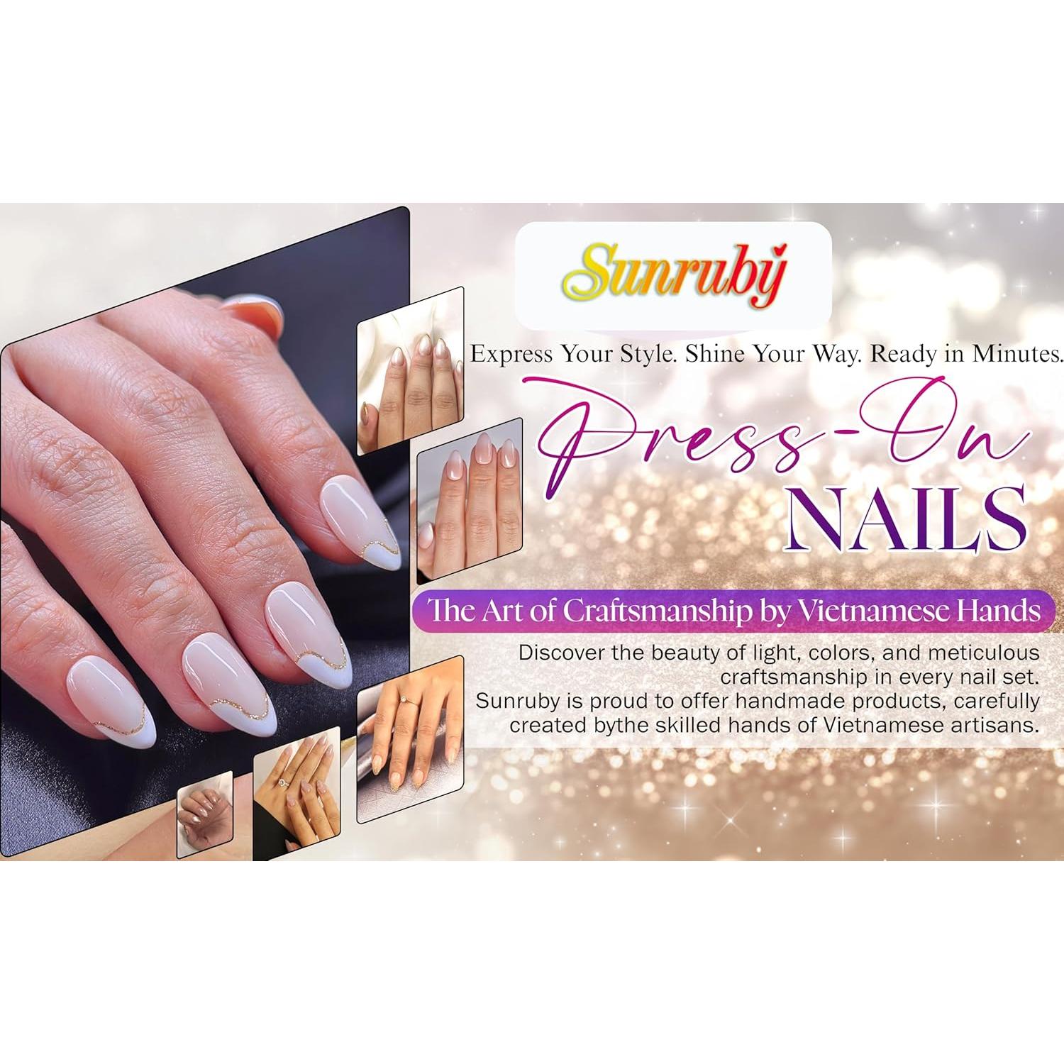 Uñas Postizas Hechas a Mano SUNRUBY 30 Piezas Rojas Neón