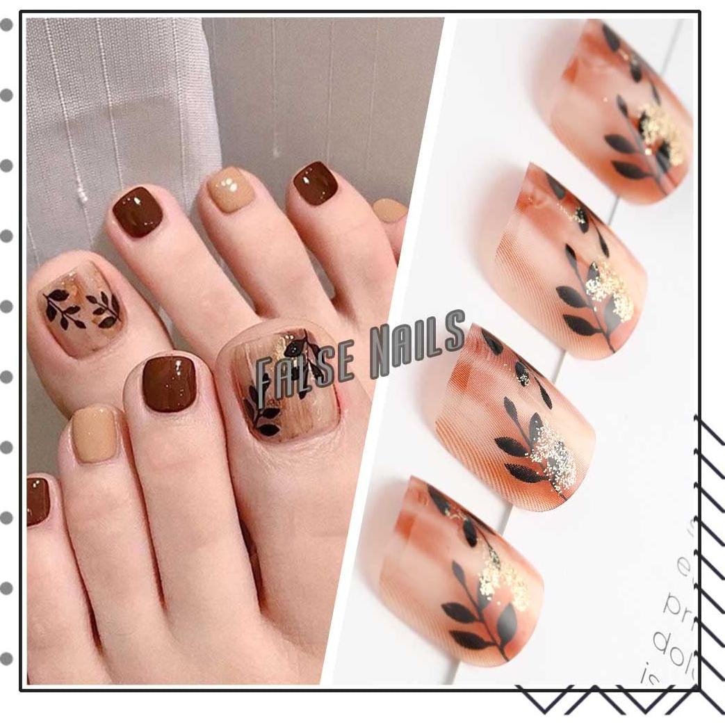 Uñas Falsas Cuadradas Brillantes Outyua 24pcs para Pies