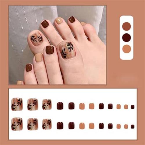 Uñas Falsas Cuadradas Brillantes Outyua 24pcs para Pies