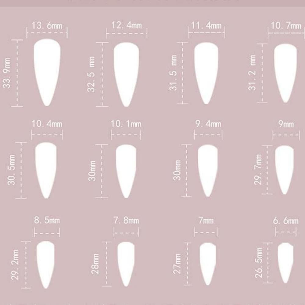 Uñas Postizas Negras Largas Estileto con Rhinestone 24 Piezas