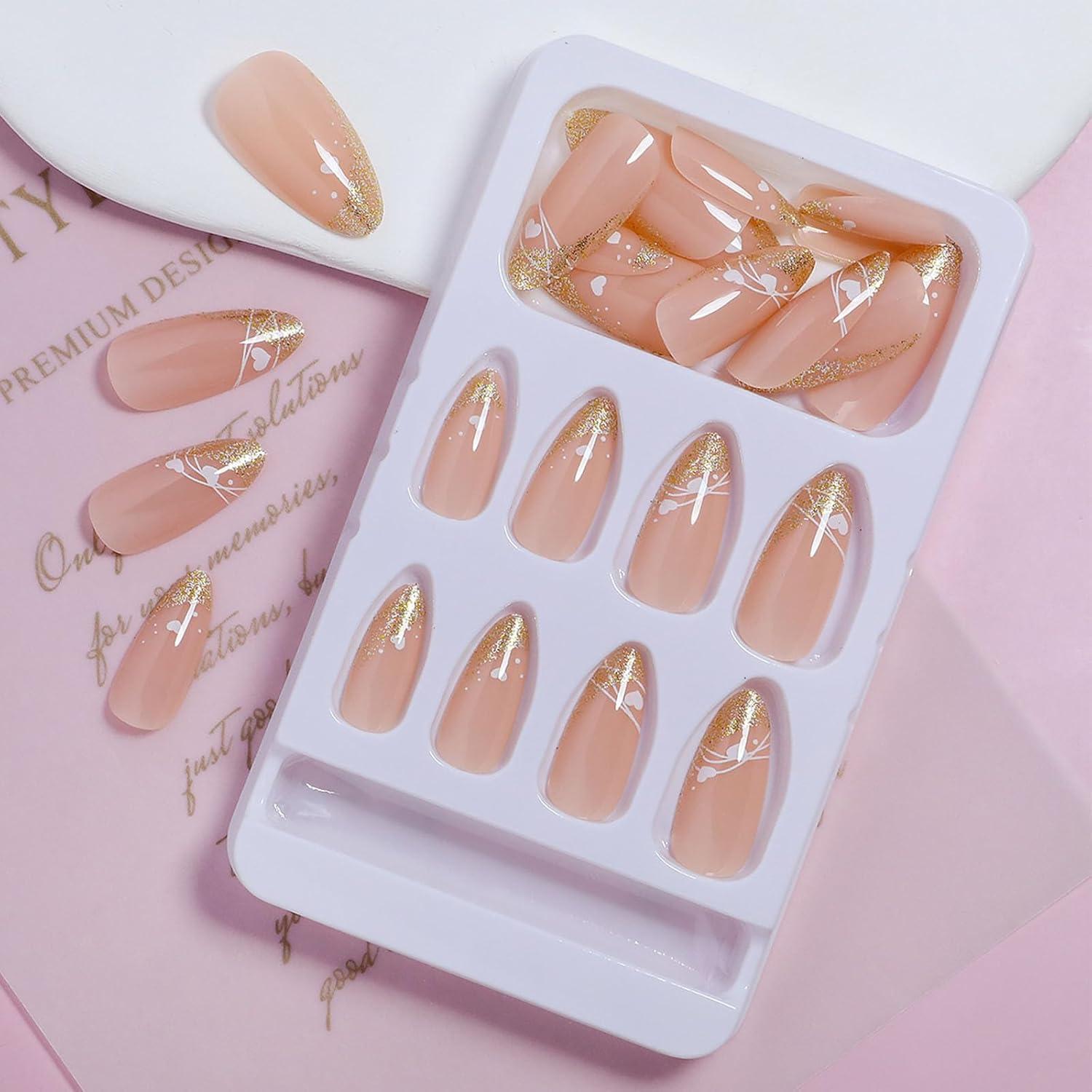 Uñas Postizas Acrílicas TUZANDW Punta Francesa 24 Piezas