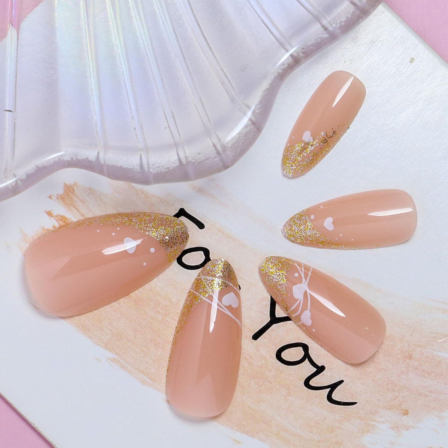 Uñas Postizas Acrílicas TUZANDW Punta Francesa 24 Piezas