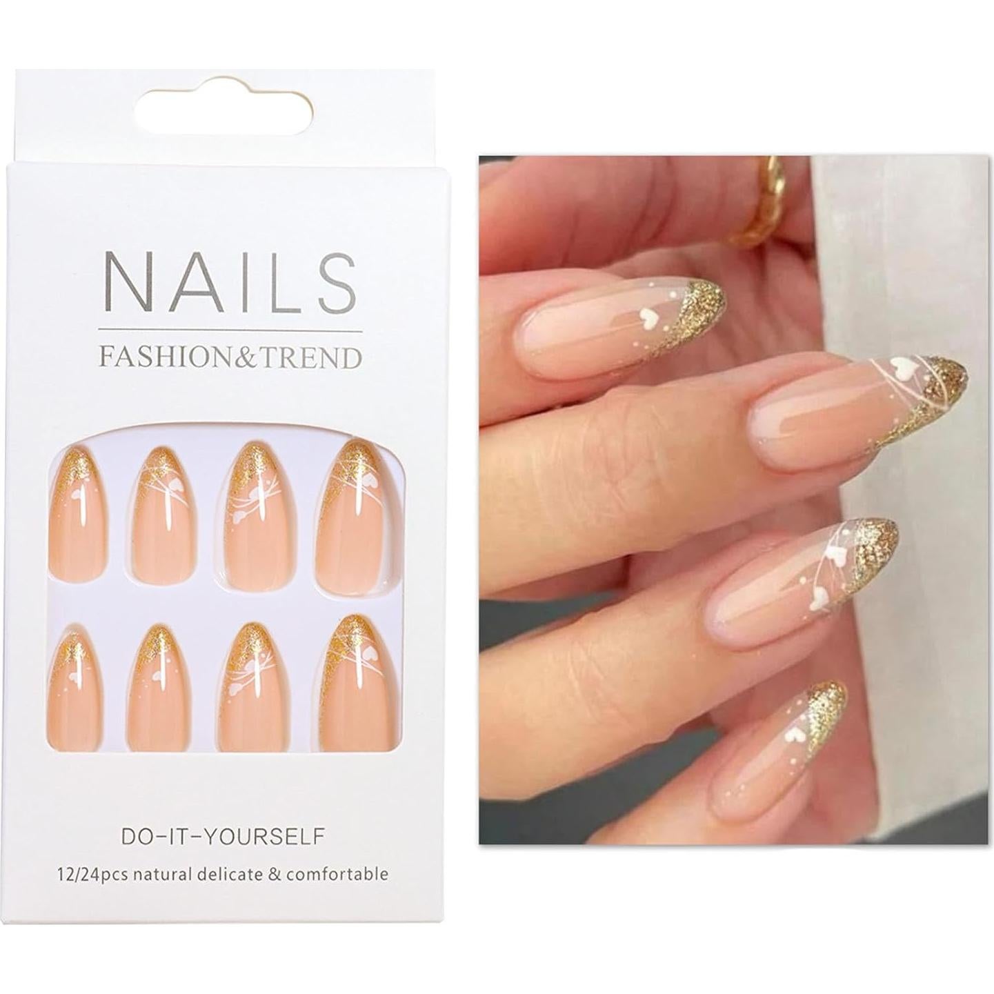 Uñas Postizas Acrílicas TUZANDW Punta Francesa 24 Piezas