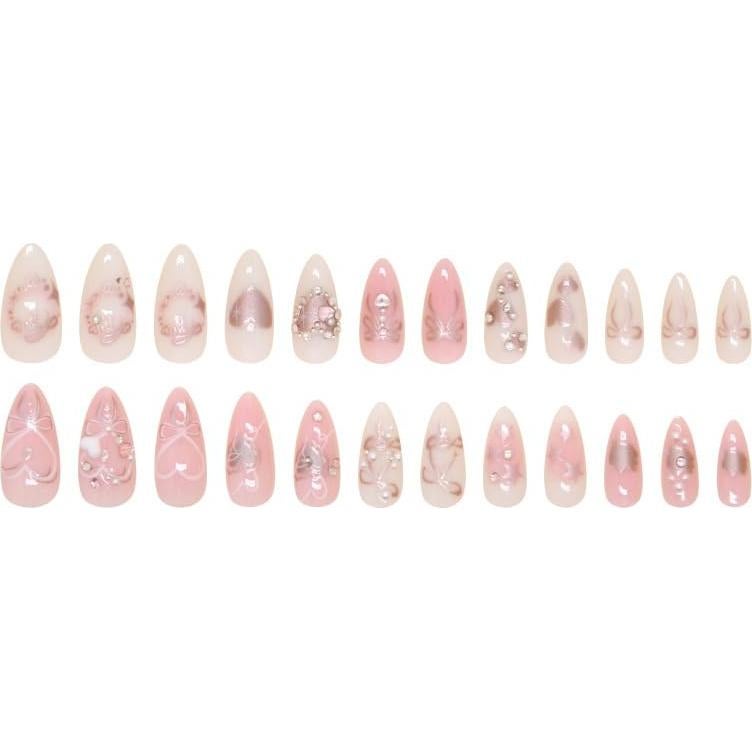 Uñas Postizas Cortas Almendras XMMXNBJ 30 Pcs Rosadas 3D