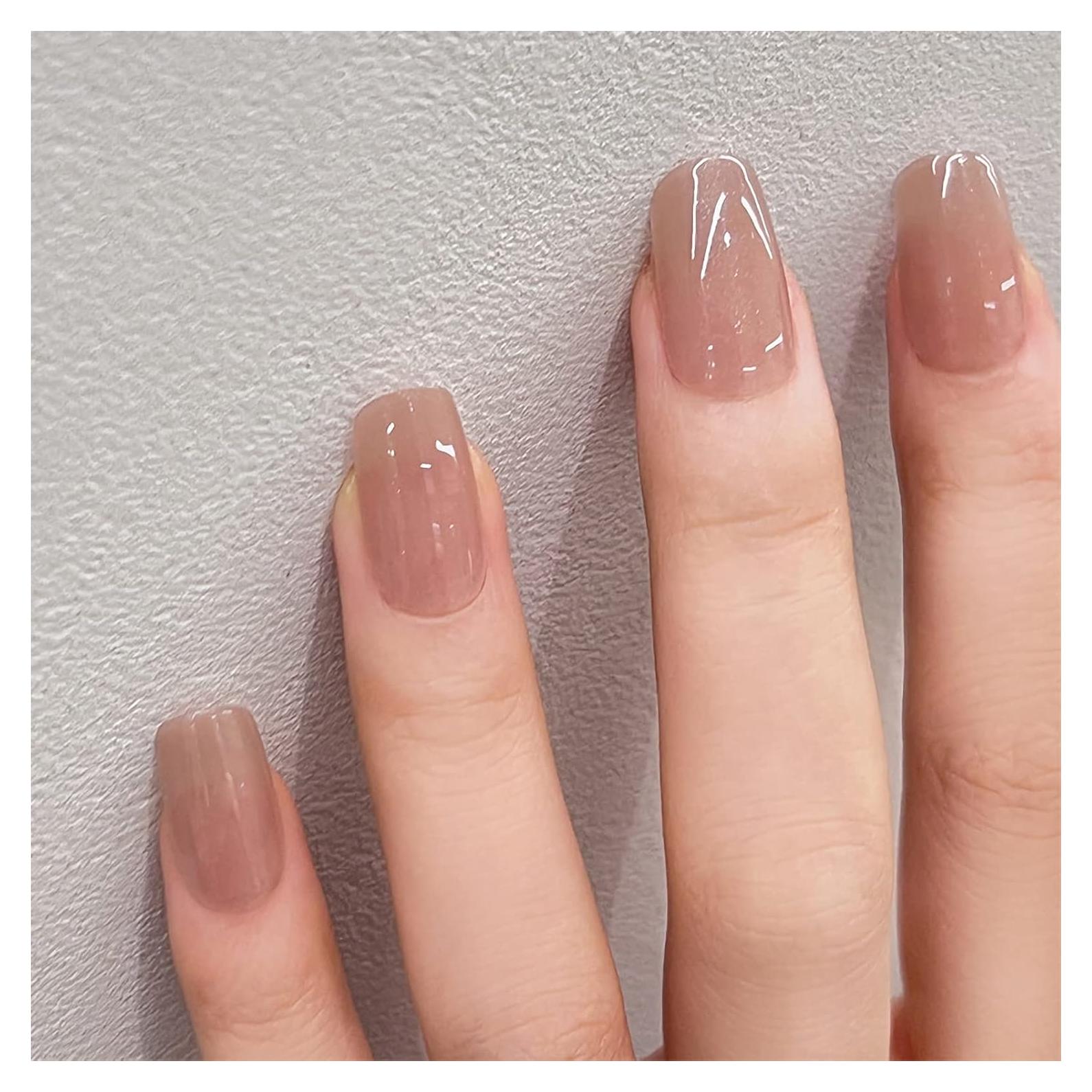 Uñas Acrílicas Postizas MERVF 24pc Nude Brillo ABS