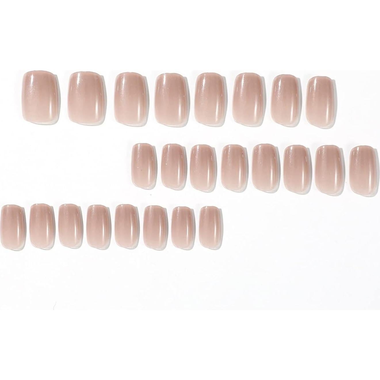 Uñas Acrílicas Postizas MERVF 24pc Nude Brillo ABS